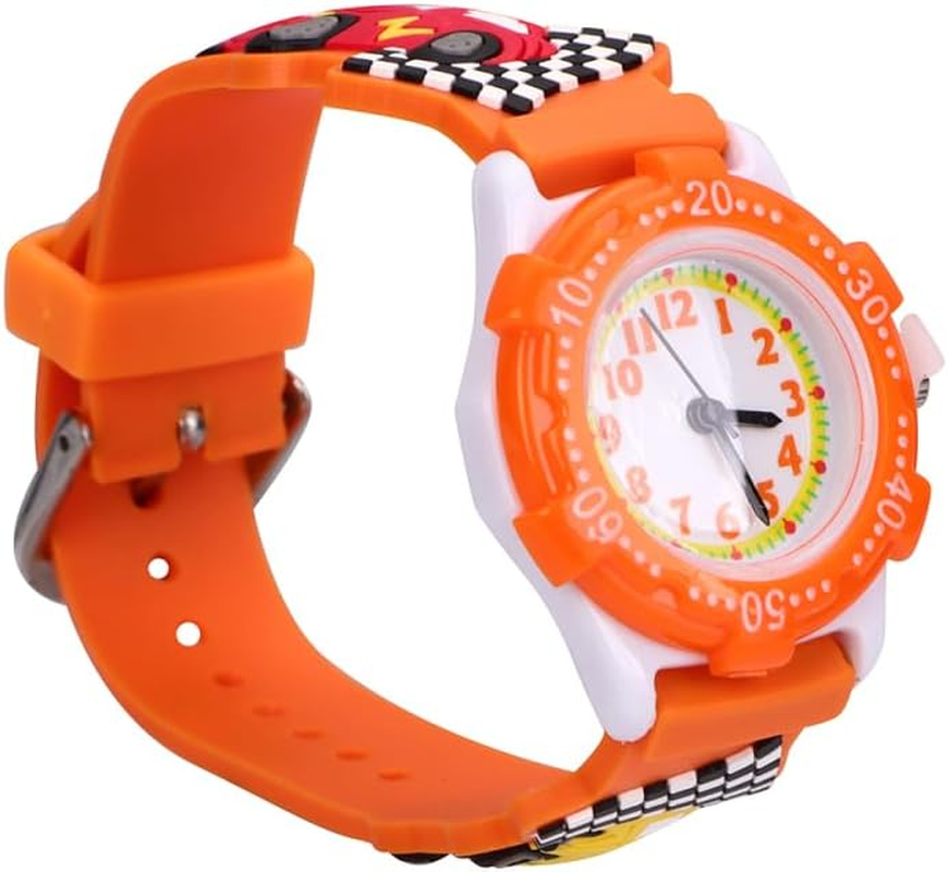 Gatuida Children'S Watch Kids Cartoon Car 3D Watch Girl Child PVC Water Proof Blue Pattern Kid Watch