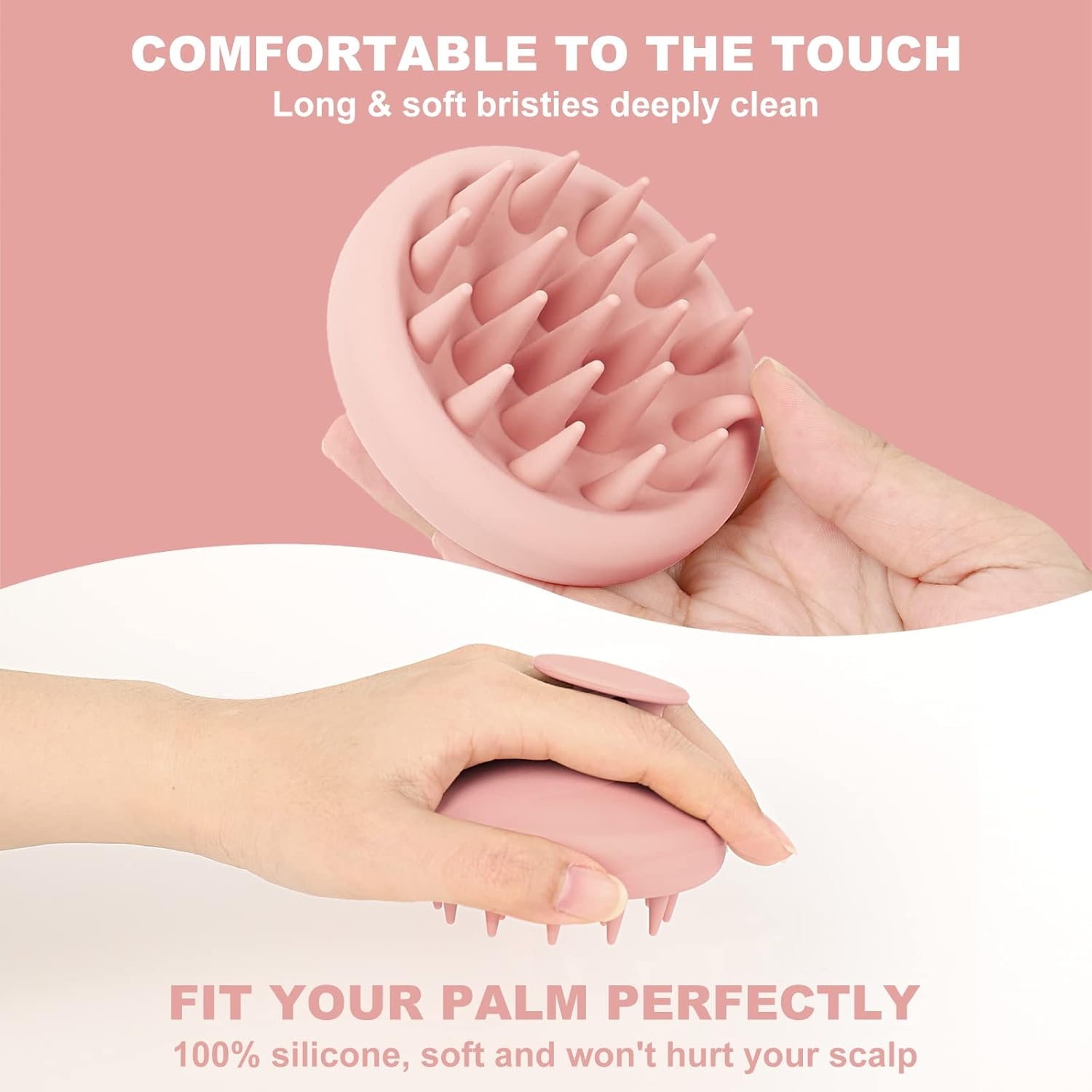 AIMIKE Scalp Massager Shampoo Brush, Soft Silicone Hair Scrubber for Washing Hair, Dandruff Removal & Scalp Scrubber Hair Growth Stimulator, Scalp Brush/Exfoliator Brush on Dry & Wet Scalp - Pink image number 6