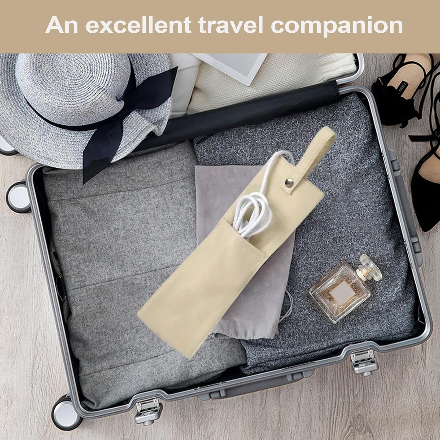 Veasbuu Curling Iron Travel Bag | Heat Resistant Storage Pouch - Dustproof Waterproof Hair Styling Tool Organizer for Travel Vanity Table RV Salon Hairstylist Makeup Station Home image number 2