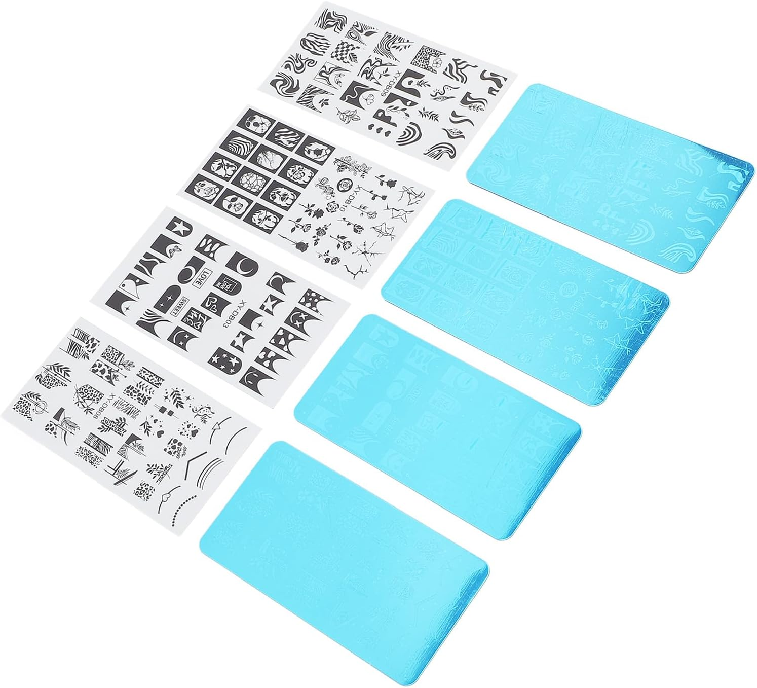 French Nail Art Stamping Plate Steel Template Image Plate with Protective Film Ultraviolet Gel Blue Nail Design [Manicure] image number 3