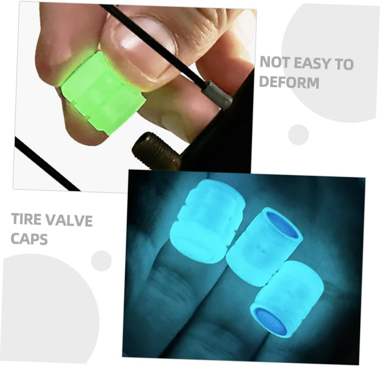 40Pcs Glowing Bike Valve Caps Tire Valve Stem Covers Car Tyre Caps for Clean Night Visibility image number 2