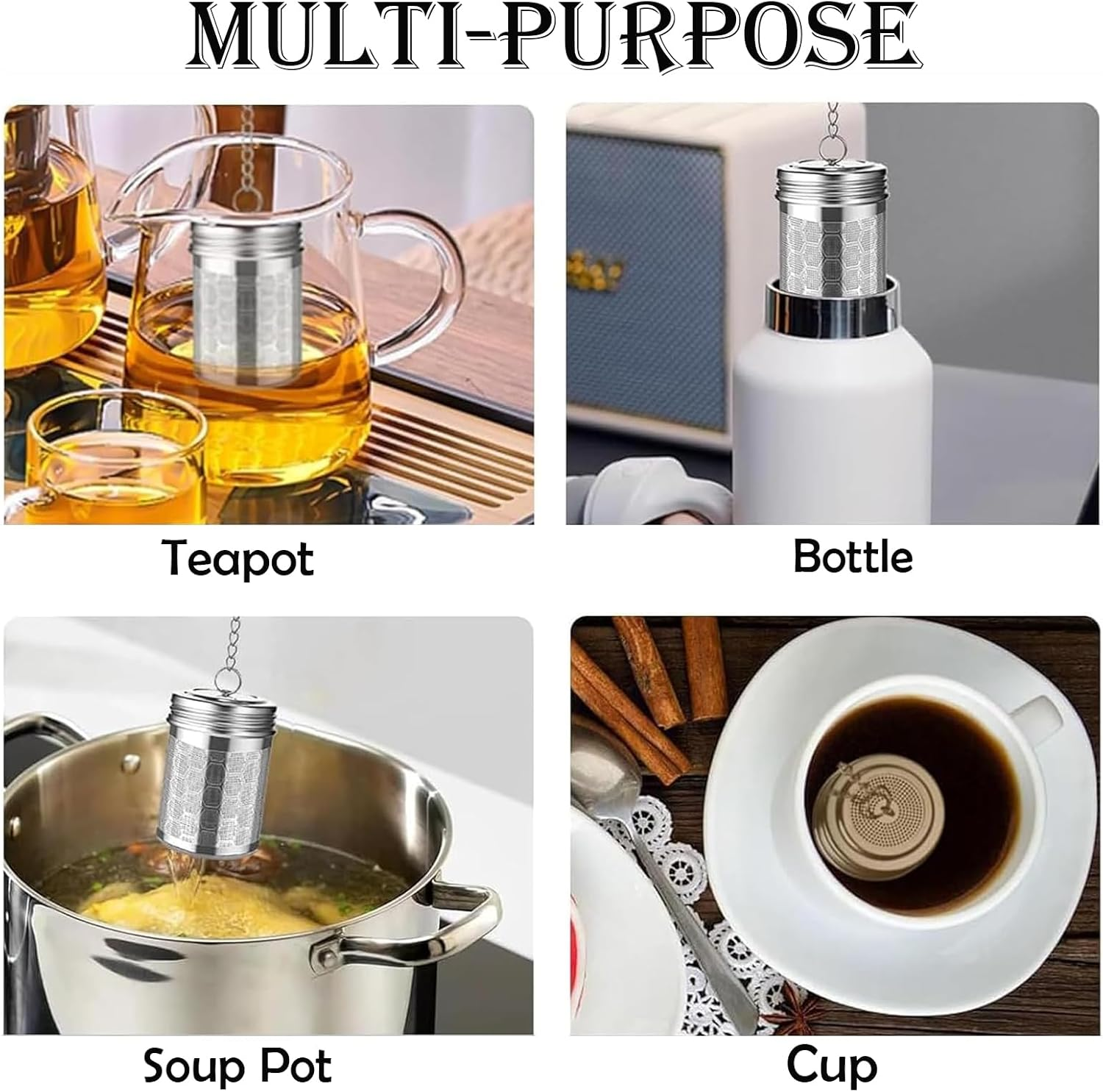 2 Pcs Stainless Steel Tea Filter,Loose Leaf Tea Infuser with Extended Chain Hook and Drip, Ultra Fine Honeycomb Design Mesh Tea Filter for Brewing Tea,Spices and Seasonings