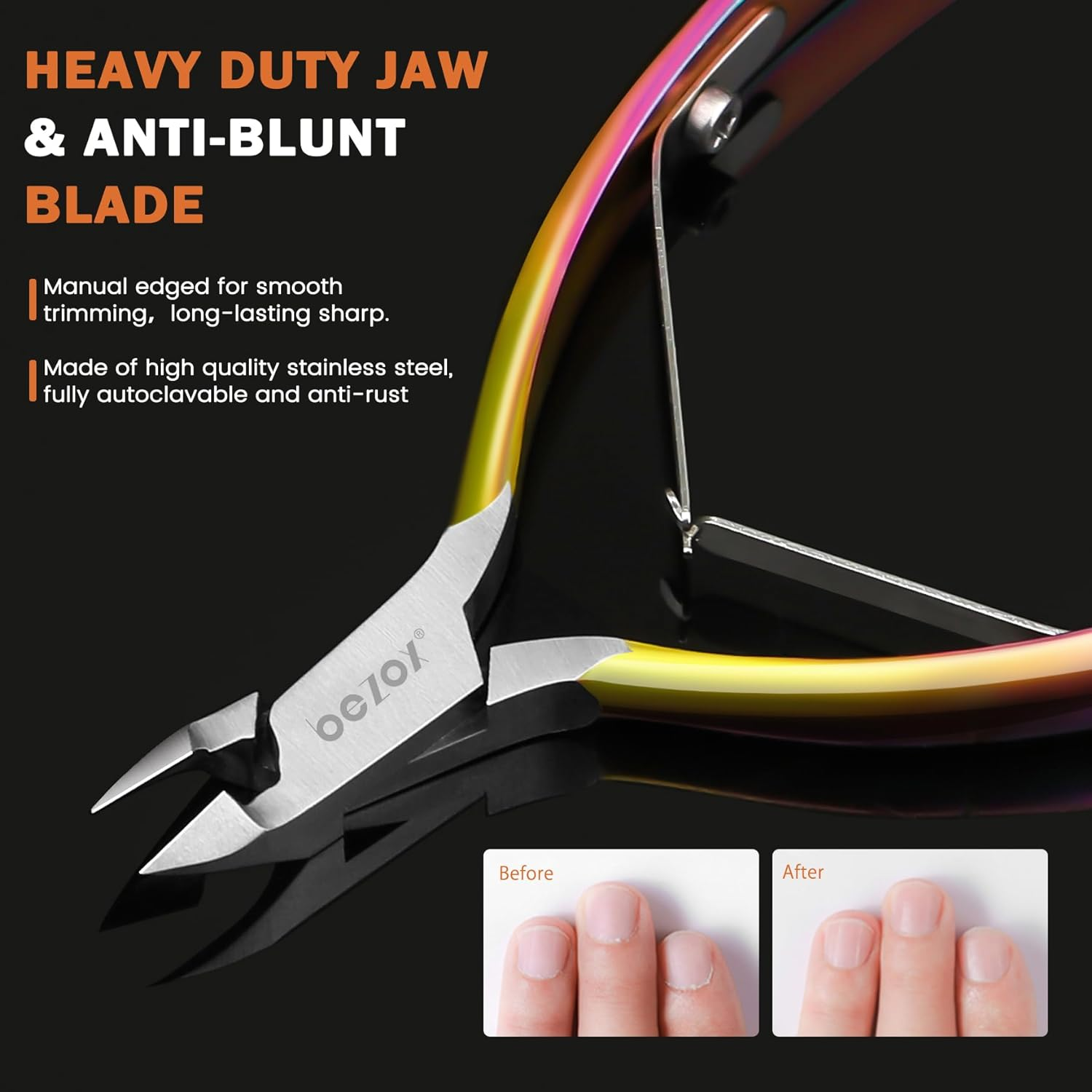 BEZOX Cuticle Clippers Rainbow Nail Cuticle Nipper, Stainless Steel Cutical Cutter Cuticle Remover Trimmers, Professional Manicure & Pedicure Tool - 7Mm Jaw - Red image number 3