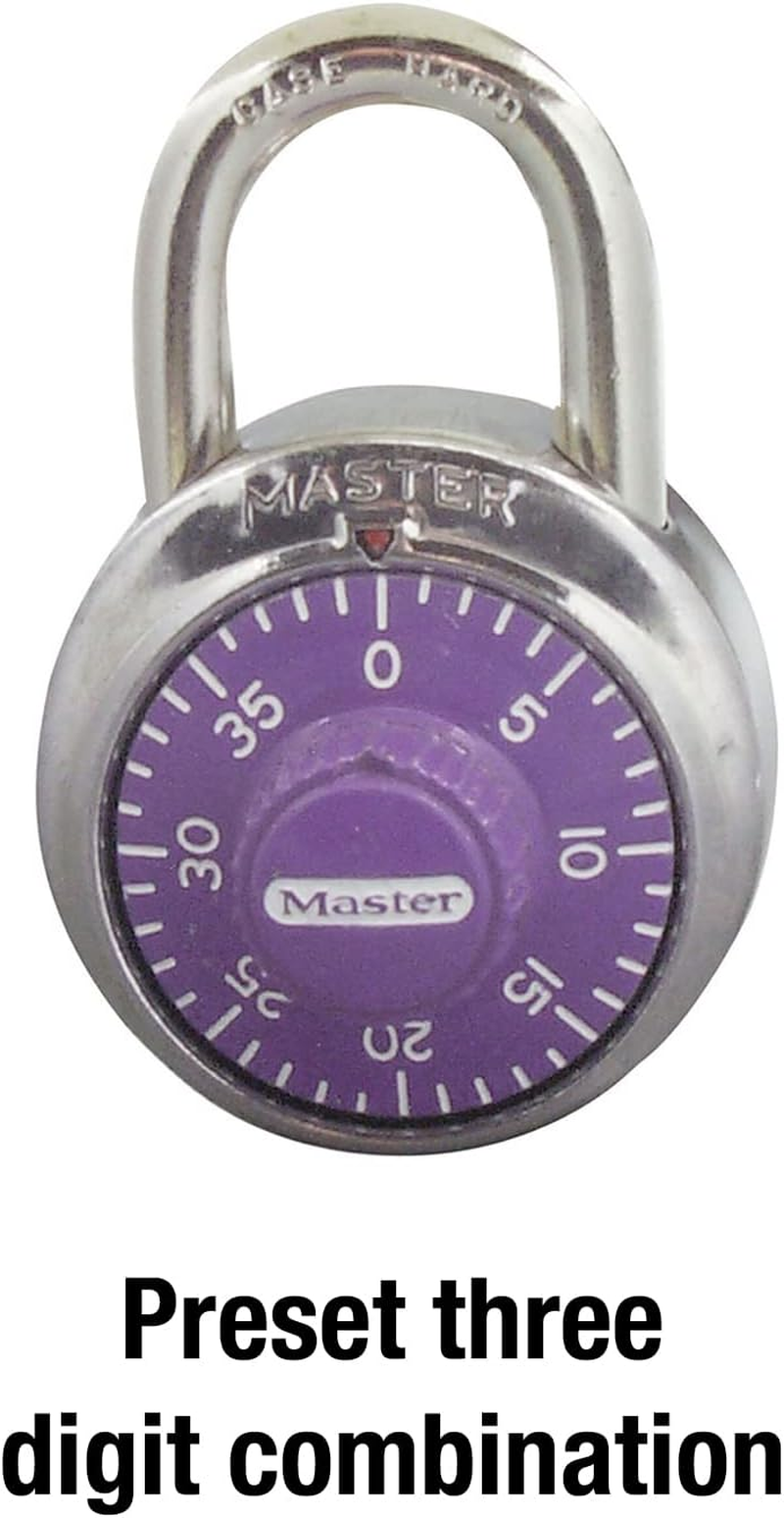 Master Lock Combination Locker Lock, Combination Padlock for Gym and School Lockers, Purple Dial Lock, 1514D image number 3