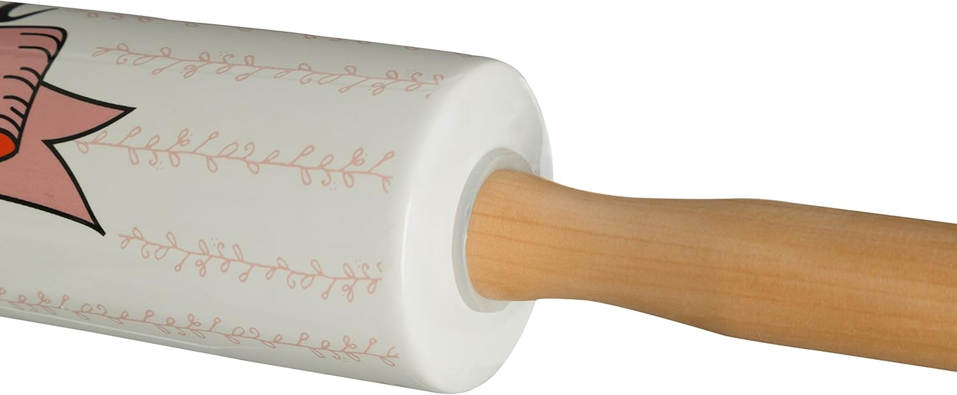 Pretty Things Stoneware Rolling Pin, Pine Wood Handles image number 6