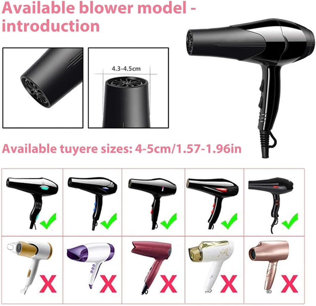 GXGM Diffuser Attachment Hair Dryer with Silicone Attachment, Foldable Hair Dryer Diffuser, Universal Attachment for Curly Hair, B (4-5 Cm) image number 5