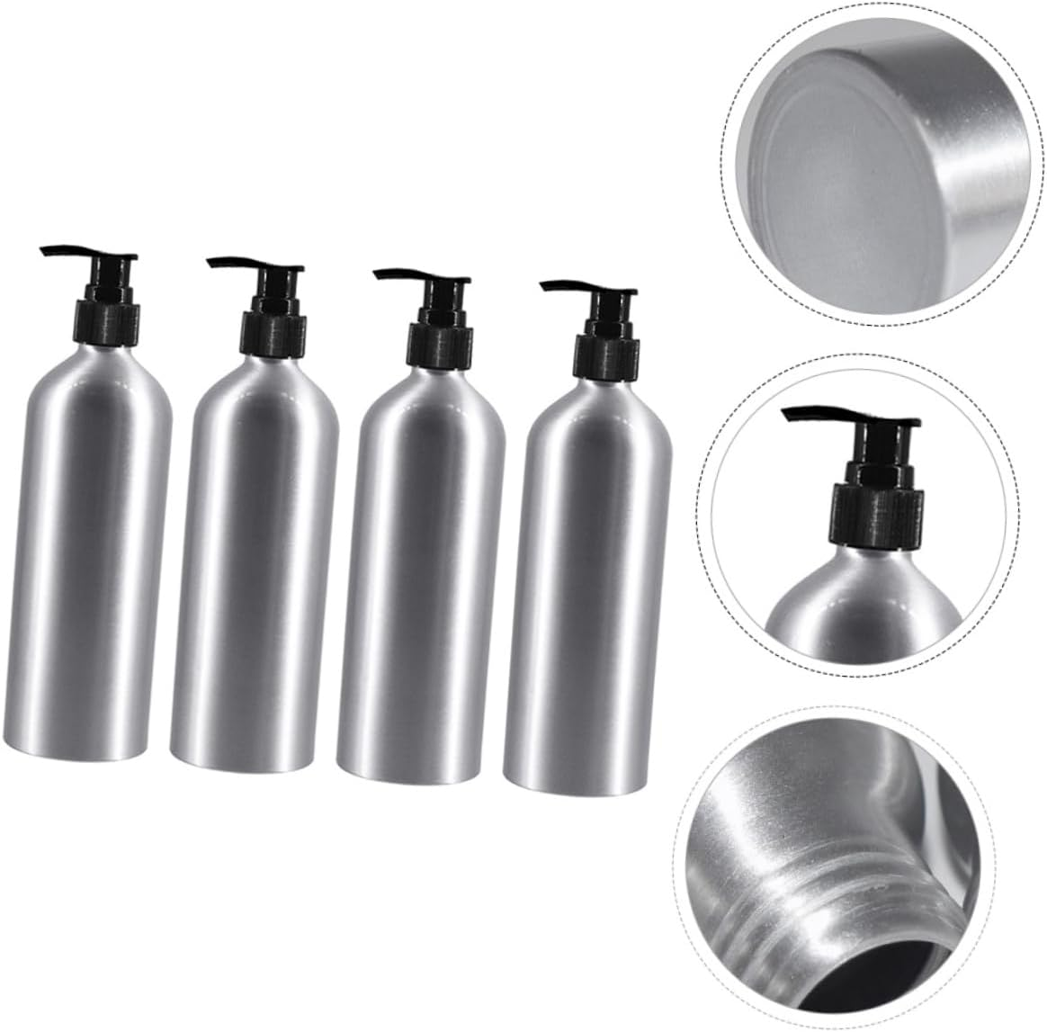 SOLUSTRE 4Pcs Aluminum Bottle Pump Head for Shampoo Bottle Liquid Dispenser for Bathroom Travel Use