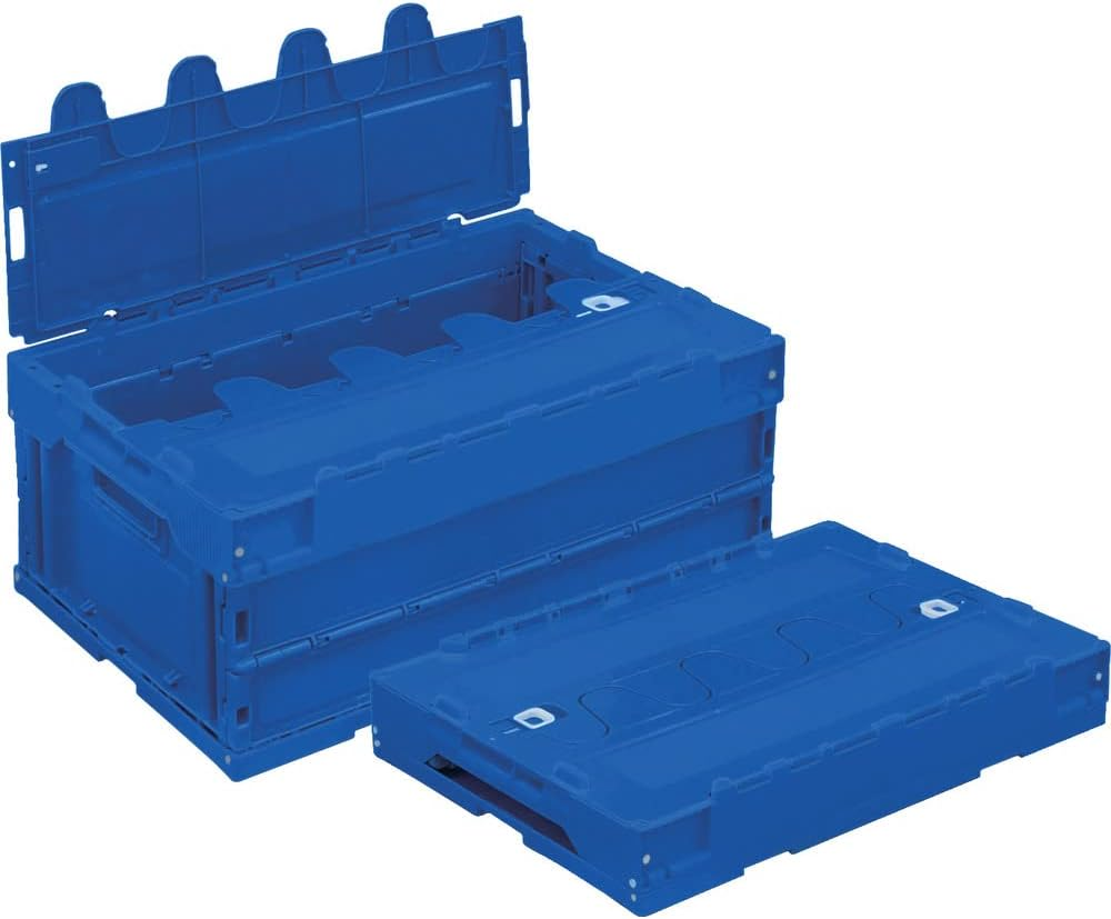 TRUSCO TR-C20B-DB Thin Folding Container, 6.1 Gal (20 L) with Locking Lid, Dark Blue TR-C20B-DB Storage Box image number 5