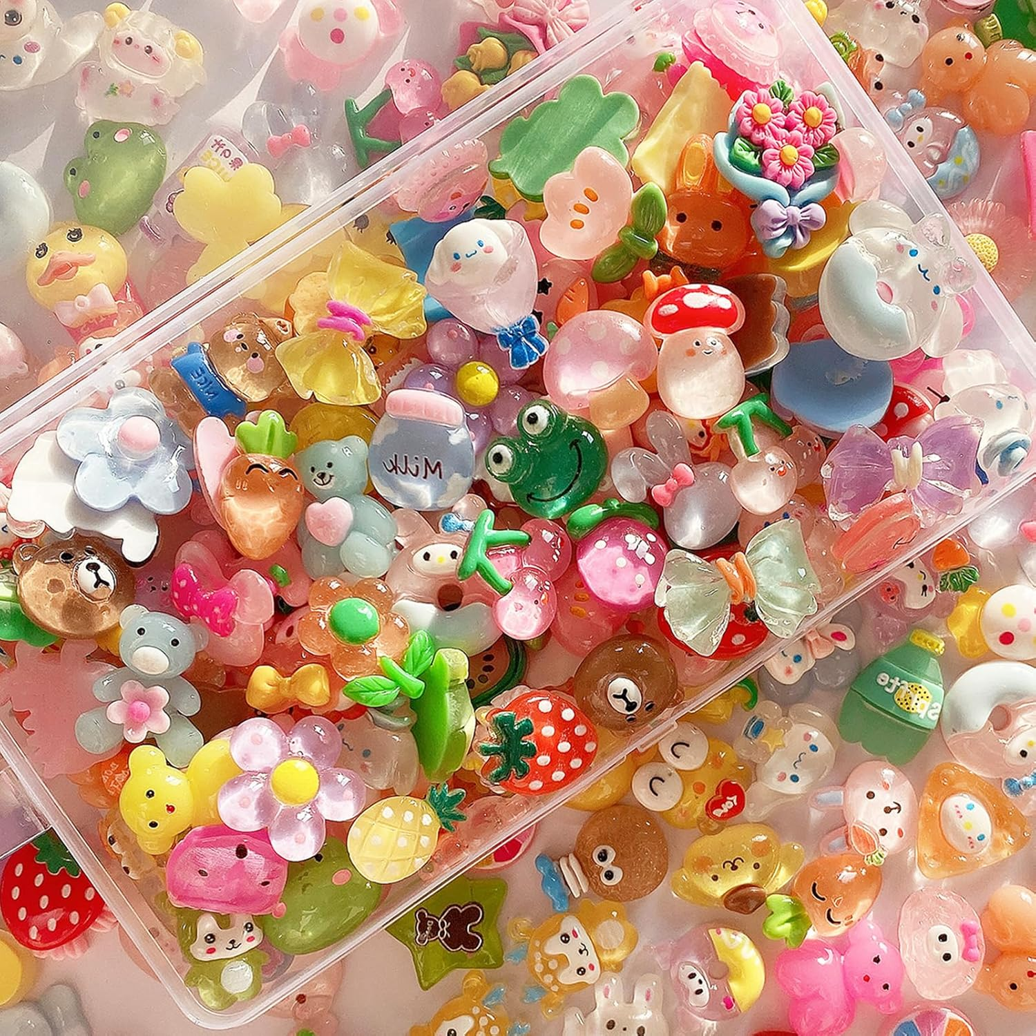 100Pcs Slime Charms Cute Set, Bulk Mixed Resin Charms Set Ornament Scrapbooking