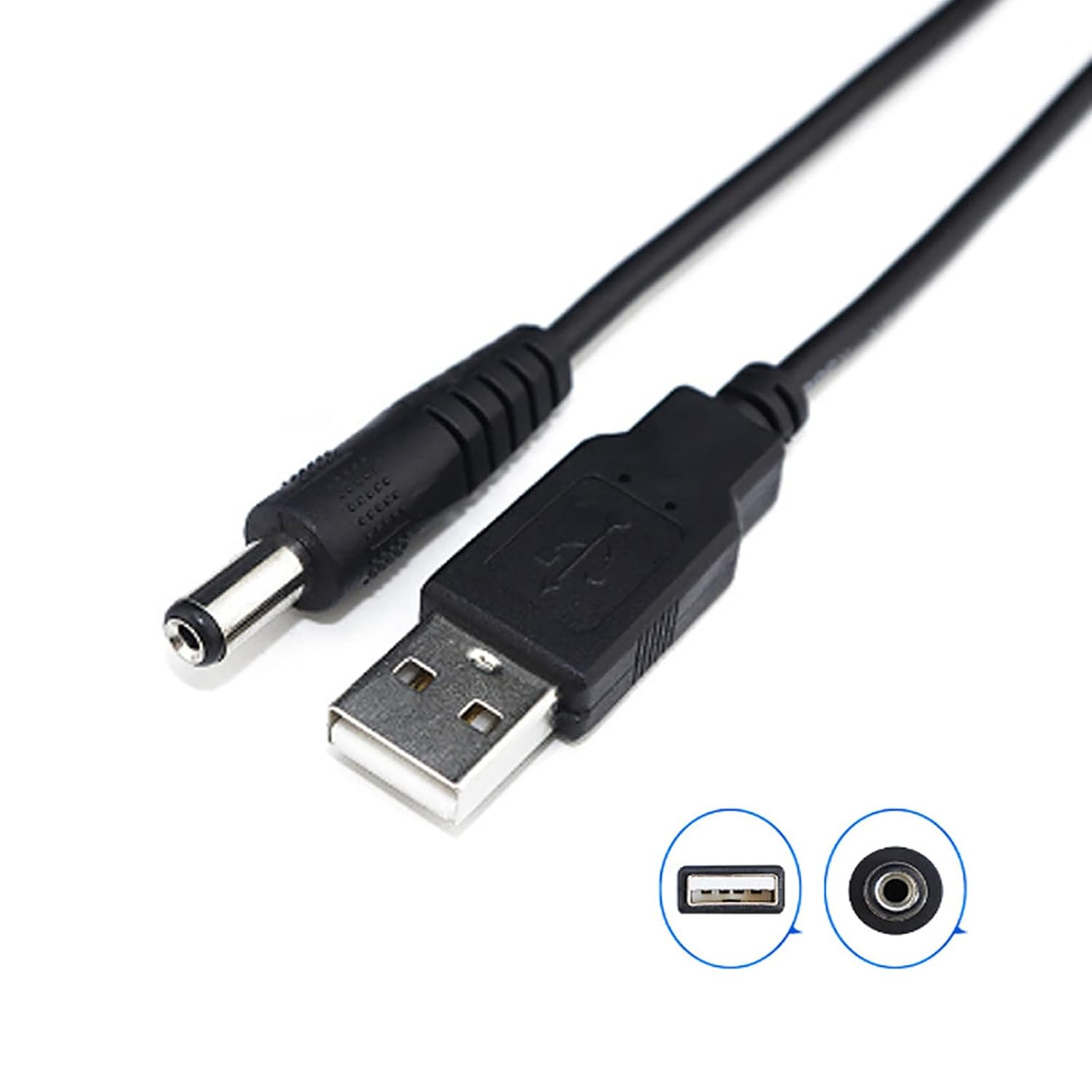 JR Joyreap USB to DC Power Cord 4Ft 120Cm USB 2.0 a Type Male to DC 5.5 X 2.1Mm DC 5V Power Plug Connector Cable USB to 5V Power Charging Adapter (Black) image number 1