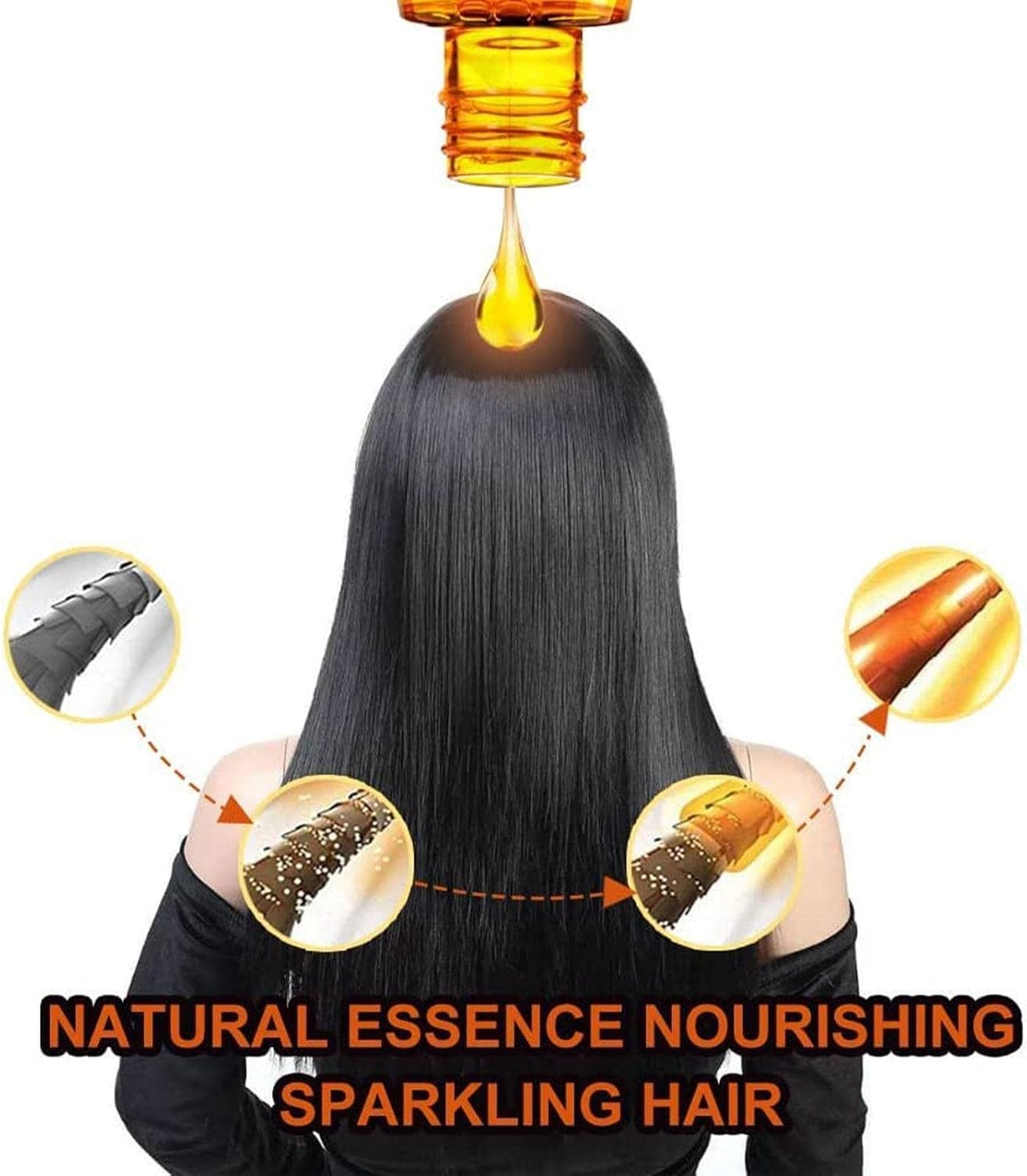 5 Pcs Argan Oil Hair Serums - Pure Organic Moroccan Argan Oil for Anti-Frizz Hair | Argan Hair Serums Oil Smoother Hair Controls Frizz & Repairs Damaged Hair Heat Protection Dobooo image number 2