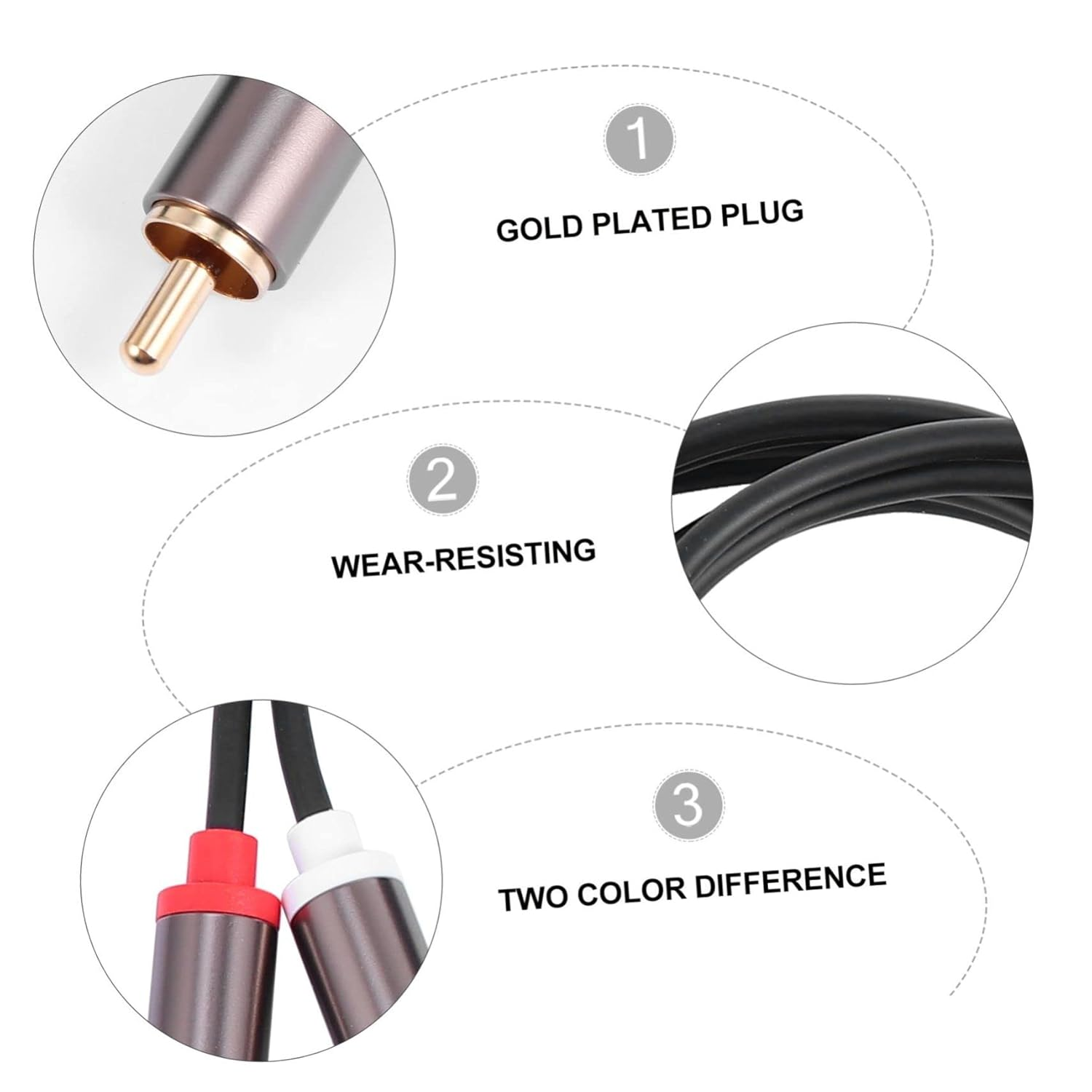 Homoyoyo Male to Male Audio Cable to Connection High Fidelity Sound Quality Wear-Resistant for Home Theater Gaming Consoles image number 1