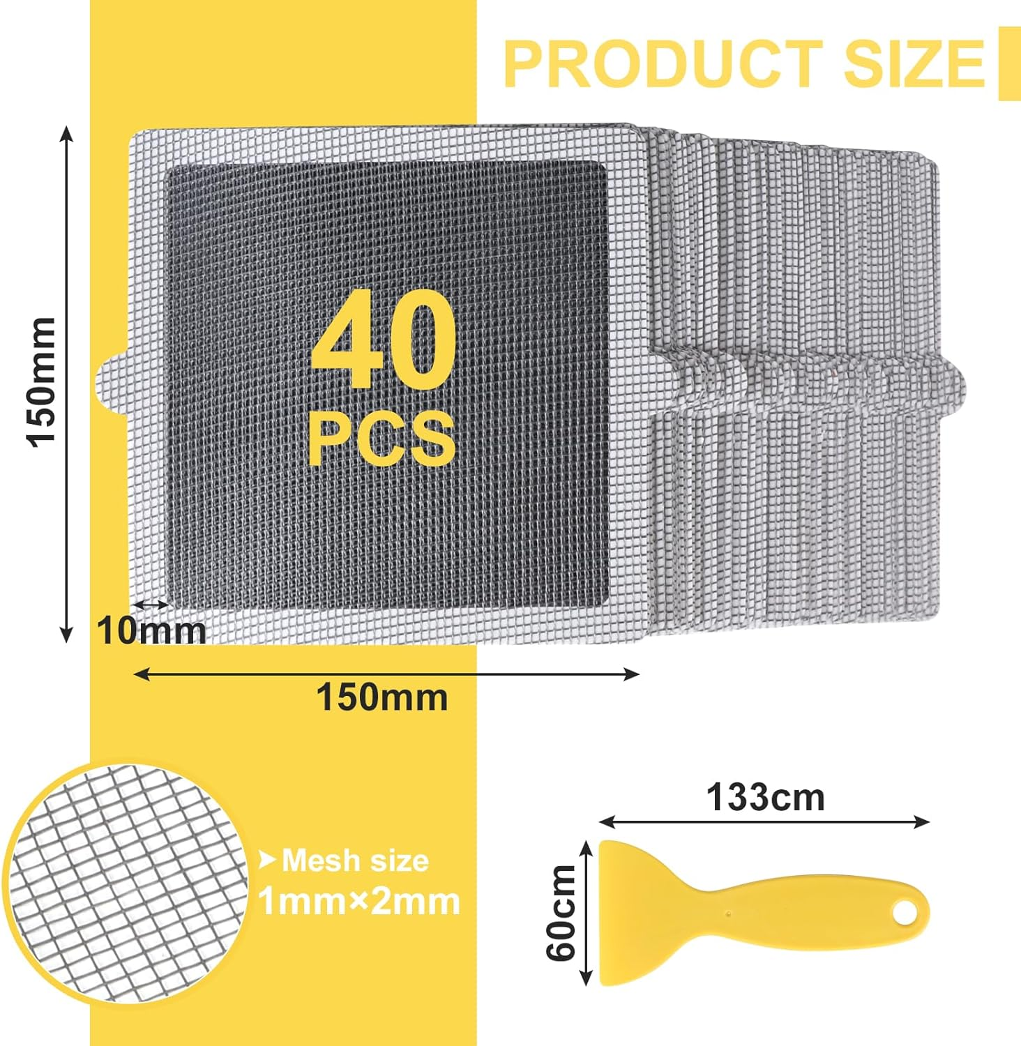 EFUTURETIME Pack of 40 Disposable Self-Adhesive Shower Drain Hair Catcher, 15 Cm X 15 Cm, Fibreglass Mesh Sticker for Shower Drain, Kitchen Bathroom against Drain Clogging image number 1