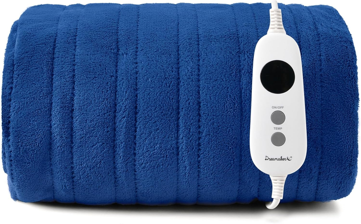 Dreamaker Double-Sided Coral Fleece Electric Heated Throw Blanket 160X130Cm Heating Rug Plush Snuggle Overheat Protection Adjustable 9 Heat Settings Extra Long Cord Detachable Controller - Blue