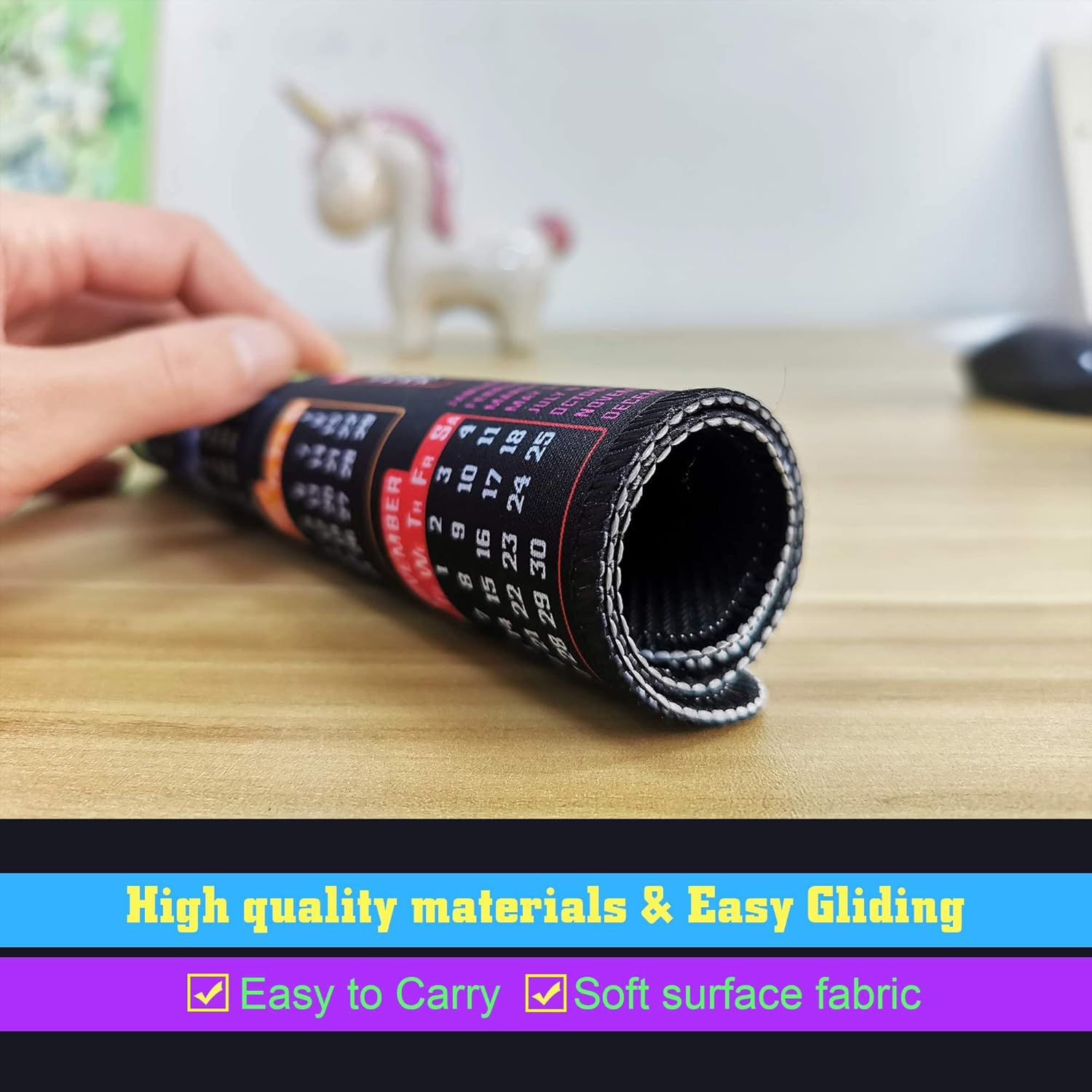 RMYMPMYX Mouse Pad with Stitched Edge, Computer Mouse Pad with Non-Slip Rubber Base, Mouse Pads for Computers Laptop Mouse 9.6X7.9X0.1 Inch, (2025 Calendar Black) - 2025 Calendar Black image number 4