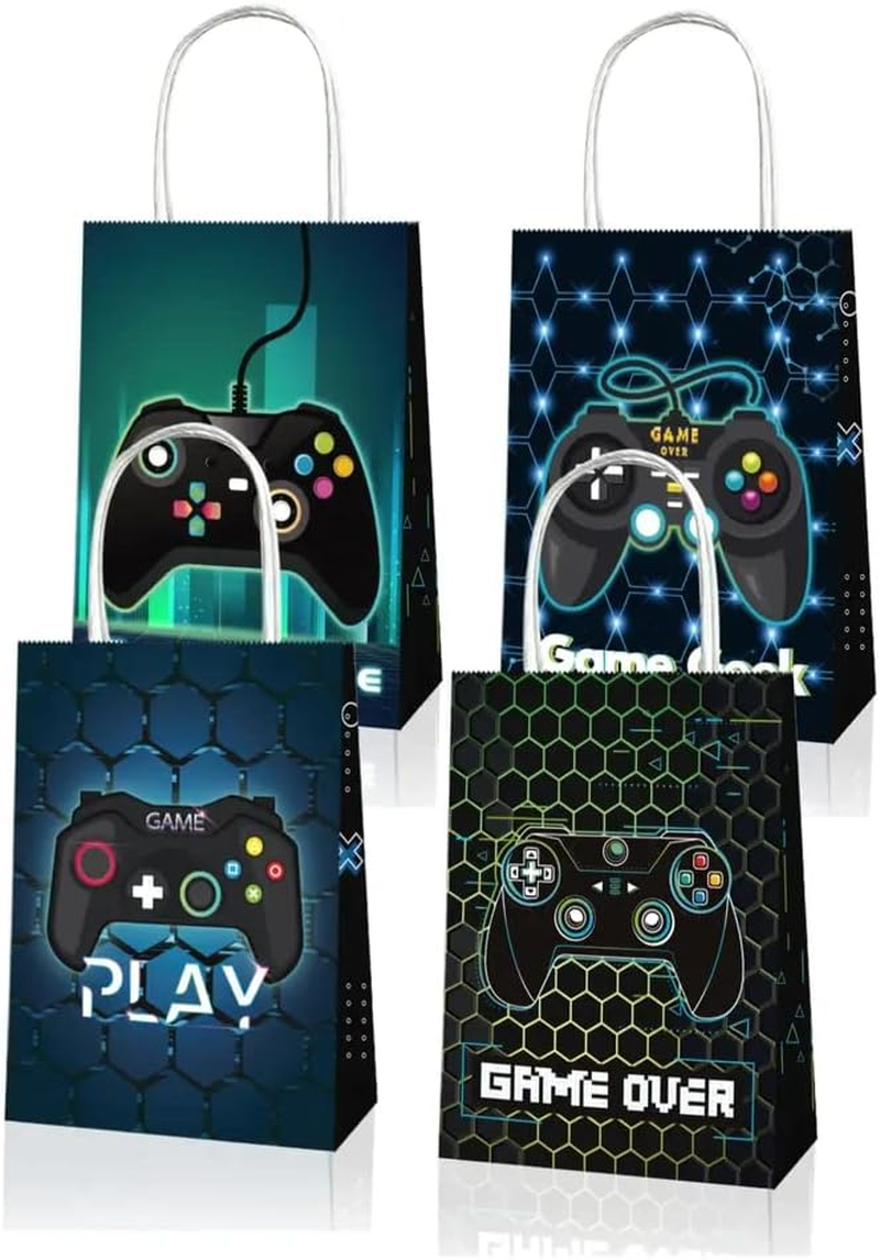 12X Gamer Party Bag Favours Supplies Birthday Decoration Treat Bag Paper Bag Kraft Bag Gable Box Gift Bag Themed Party Bag