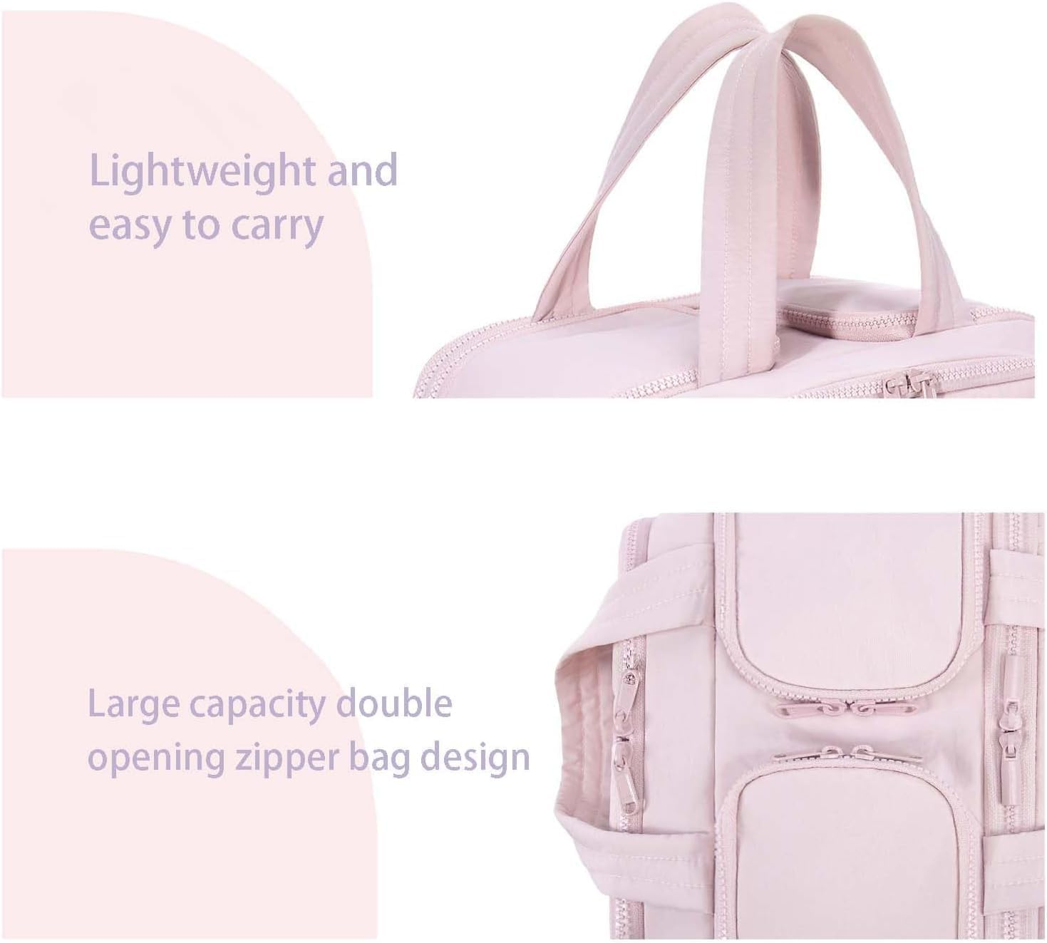 Large Travel Cosmetic Bag with Wet Dry Separation, 12.2 Inch Makeup Organizer with Large Capacity and Multiple Pockets for Women (Purple) - Abvian