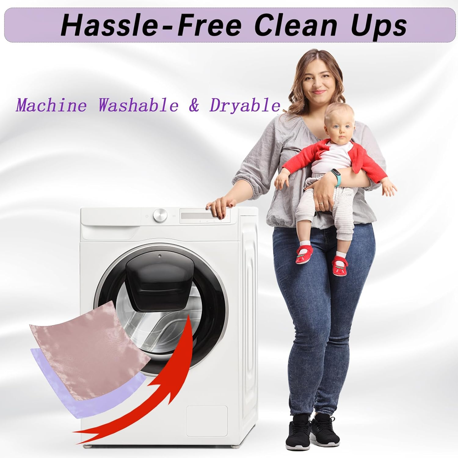 2 PCS Satin Car Seat Headrest Cover for Babies, Soft Silk Feeling Headrest Cover for Hair Protection, Satin Baby Car Seat Hair Protector (Pink+Purple) - Pink+Purple image number 1