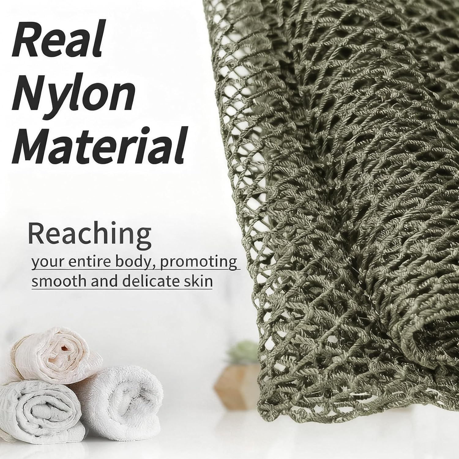 SPMKTBOZAI African Net Sponge Authentic, African Exfoliating Sponge Real African Net Black Owned, African Bath Sponge Back Scrubber, Body Exfoliator Shower Bath Accessories (Moss Green) image number 5