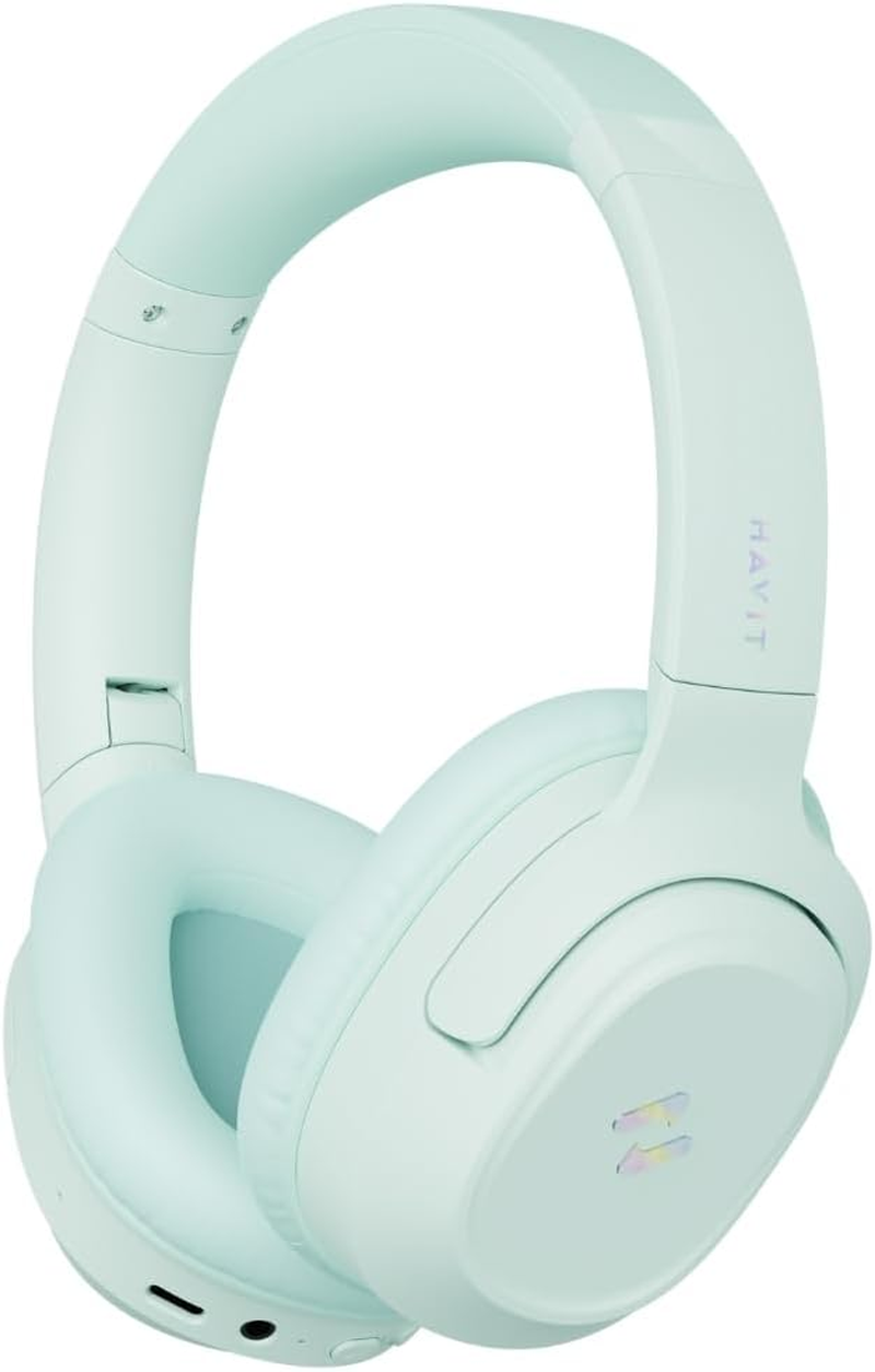 Havit Active Noise Cancelling Headphones, Wireless over Ear Bluetooth Headphones with 60Ms Low Latency Game Mode, 50H Playtime, Foldable Overhead Headphones with Deep Bass, Bluetooth 5.4, App Control