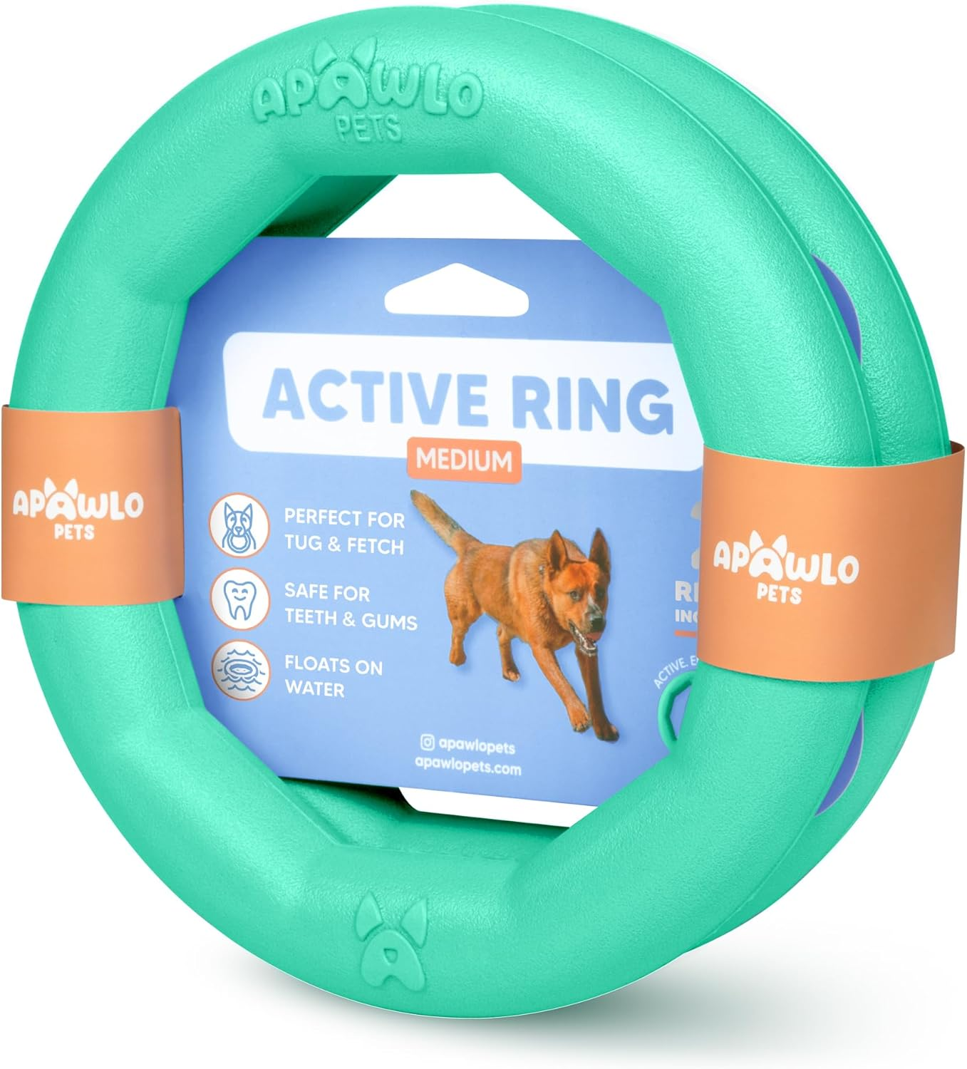 Set of 2 Active Dog Toy Rings - Floating Dog Rings for Outdoor Play, Training & Fetch - Durable Fetch Toy, Frisbee Alt, outside Yard Toys for Large Breeds - Peach