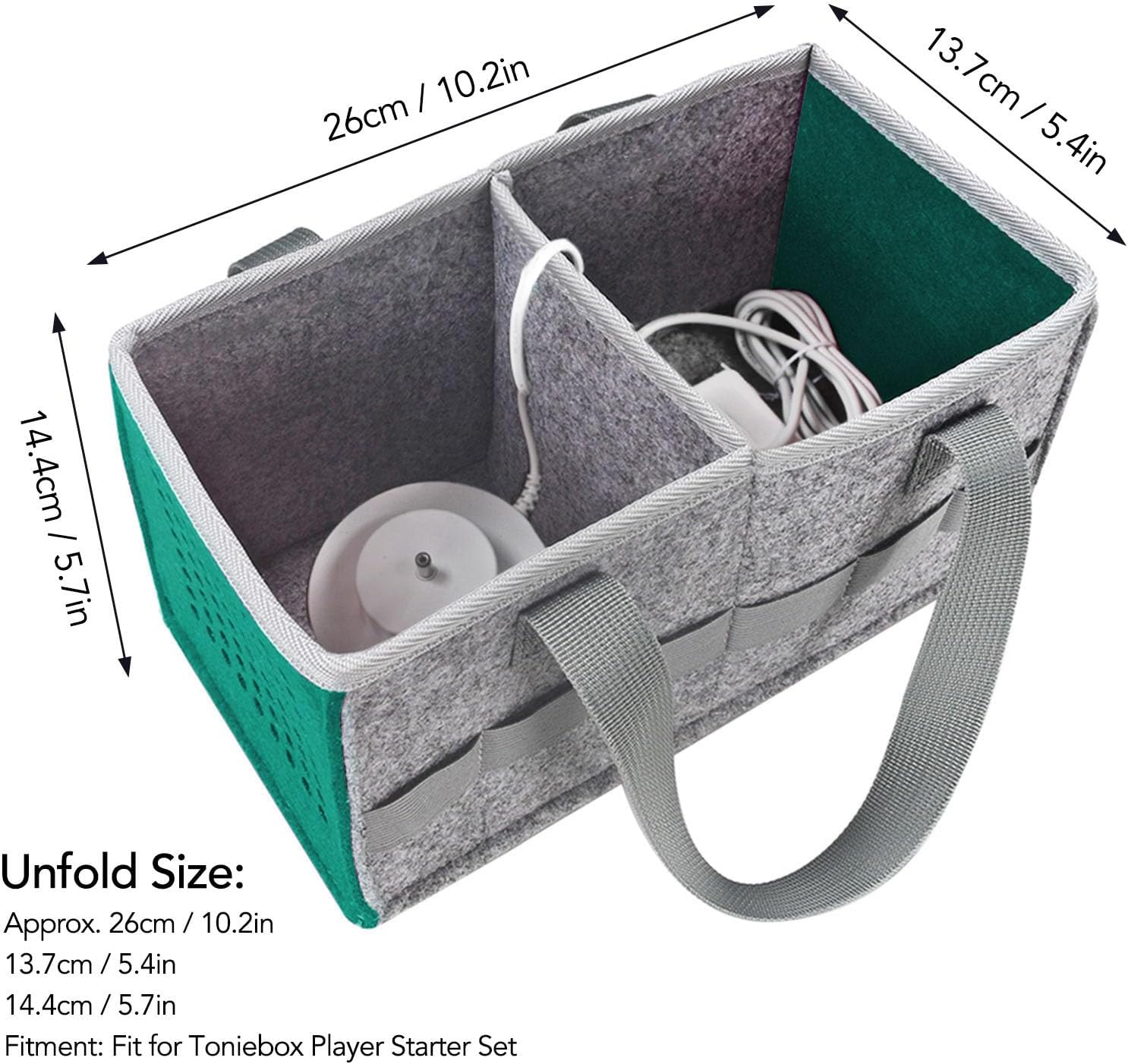 Jiawu Toniebox Felt Carrying Box/Cover with 6 Straps, Thick Felt Material to Prevent Scratches, Foldable and Portable, Suitable for Music Enthusiasts, 1 Carrying Box/Cover Included (Lake Blue) image number 3