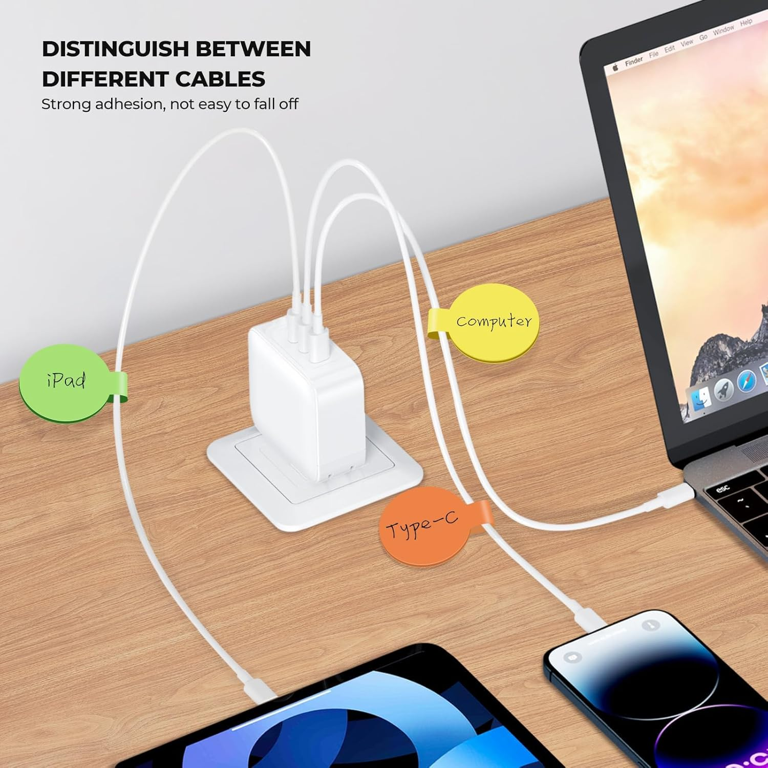 36-Pack Silicone Cable Ties and Cable Labels Sets, 24 Silicone Cord Ties+12 Identification Cord Labels，Reusable Wire Tie and Wire Tags for Cable Management image number 1