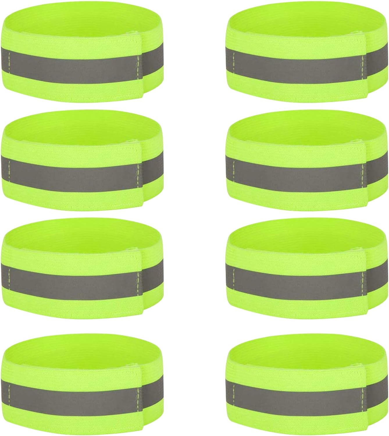 4PCS High Visibility Armbands, Elasticated Ankle Bands Hi Vis Reflective Running Armbands Wristbands Slap Armbands Reflector Strips Safety Bands for Running Walking Cycling Jogging Nigh Outdoor Safety image number 3