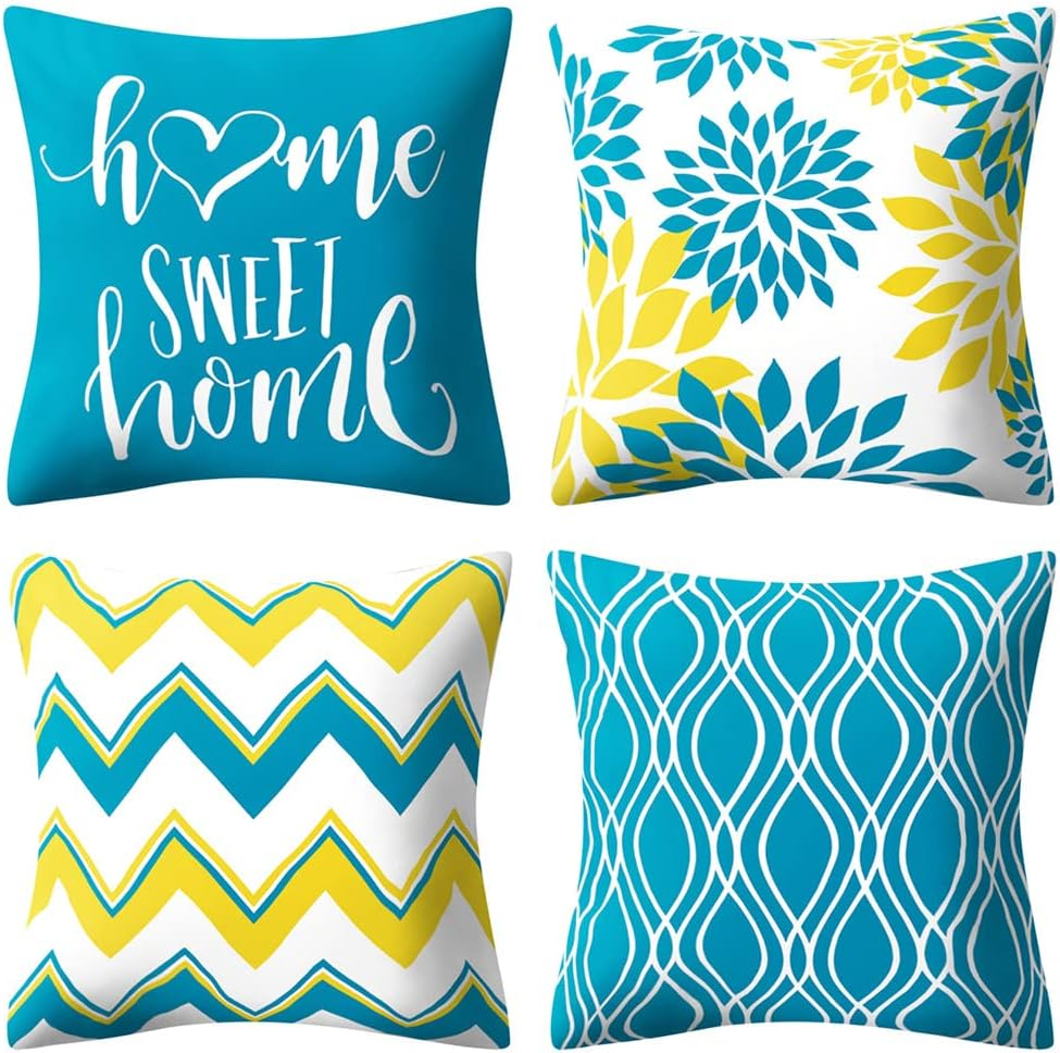 Drmstow Set of 4 Pillow Covers 18X18 Inches Black and White Boho Throw Pillow Covers Modern Geometric Pattern Decorative Cushion Pillowcases for Home Decor Couch Bedroom Sofa Chair Car