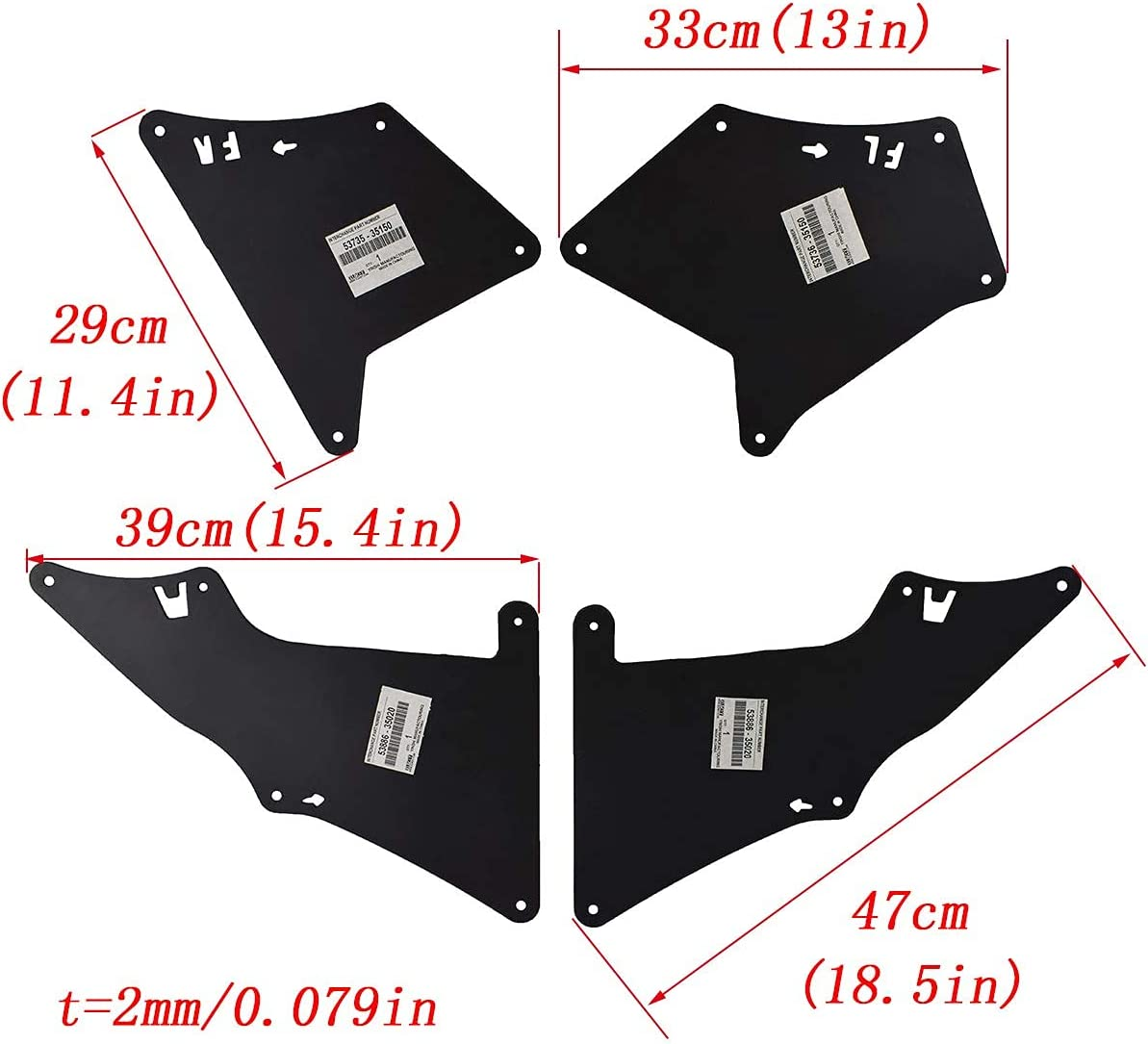 XUKEY Fender Liners Splash Shield Mudguards for Toyota Land Cruiser Prado 120 J150 J120 150,For Lexus GX 470 GX 460 2003-2020 Mud Flaps Guards Mudflaps OE Number:53735-35150,53736-35150,53886-35020 image number 4