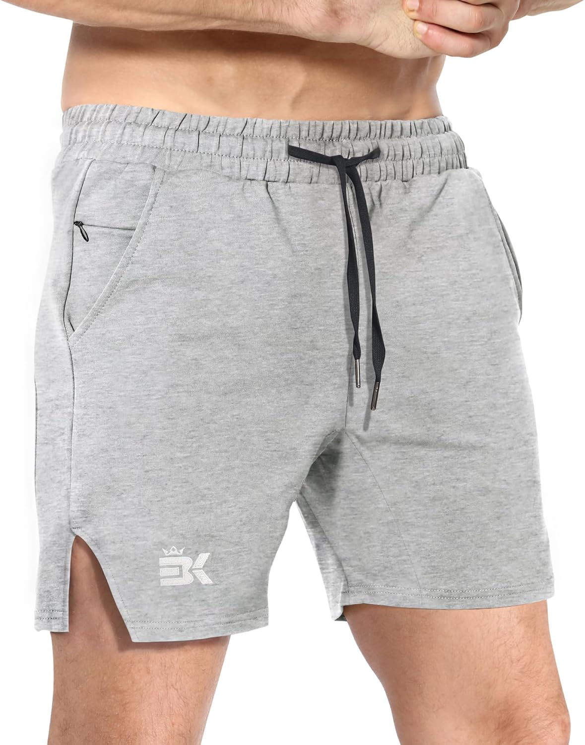 BROKIG Men'S Inpok Gym Running Shorts, Split Leg Sport Workout Fitness Shorts with Zip Pocket