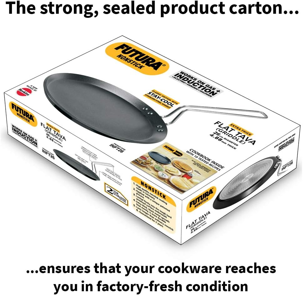 Hawkins FUTURA IQ45 Non-Stick Induction Compatible Flat Tava Griddle, 10-Inch Black image number 4