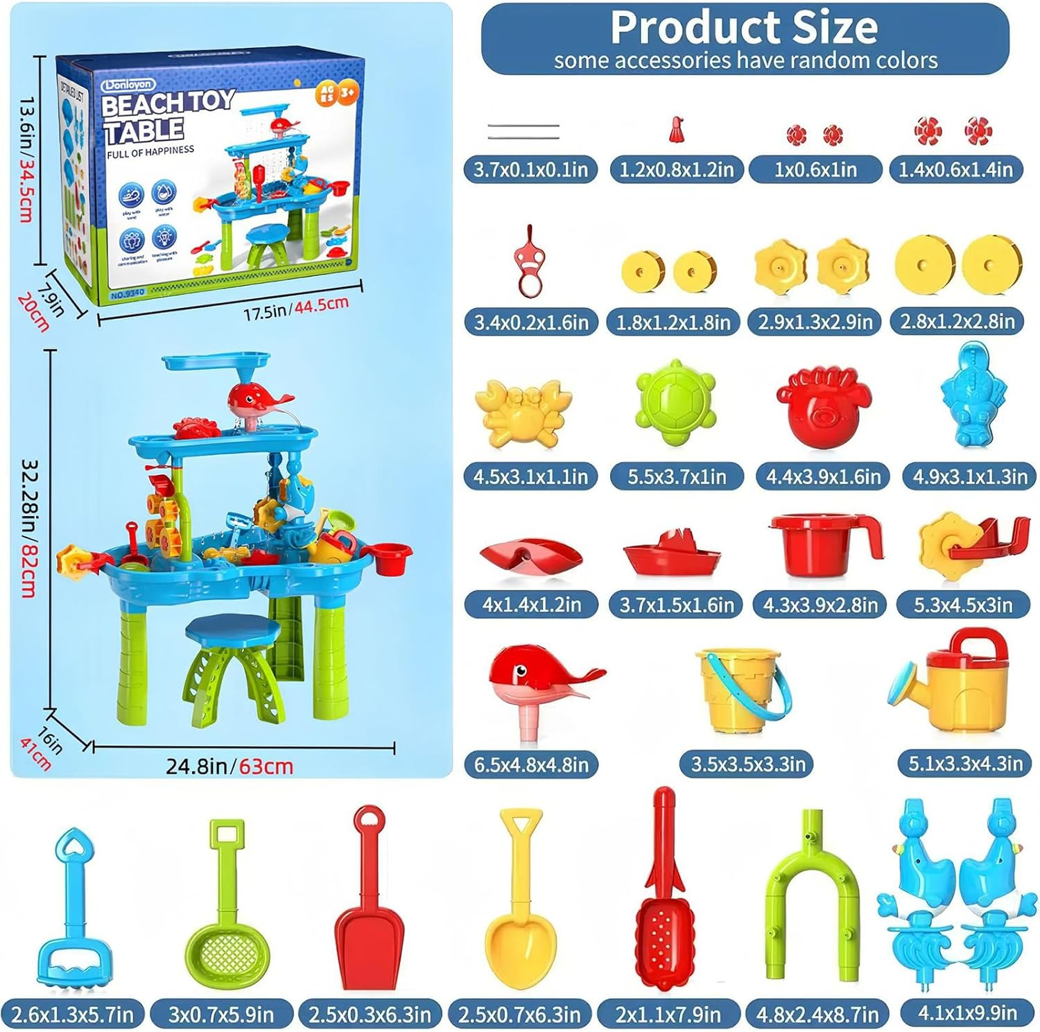 UONNO Kids Sand Water Table Toys 3 Tier Summer Outdoor Toys,Rain Showers Activity Table for outside Backyard Beach for Toddler