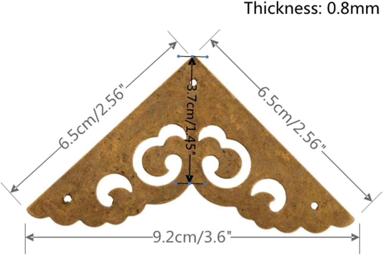4Pcs 2.5" Brass Flat Corners Bracket for Box Cabinet Decorative Furniture Hardware, Antique Brass image number 4