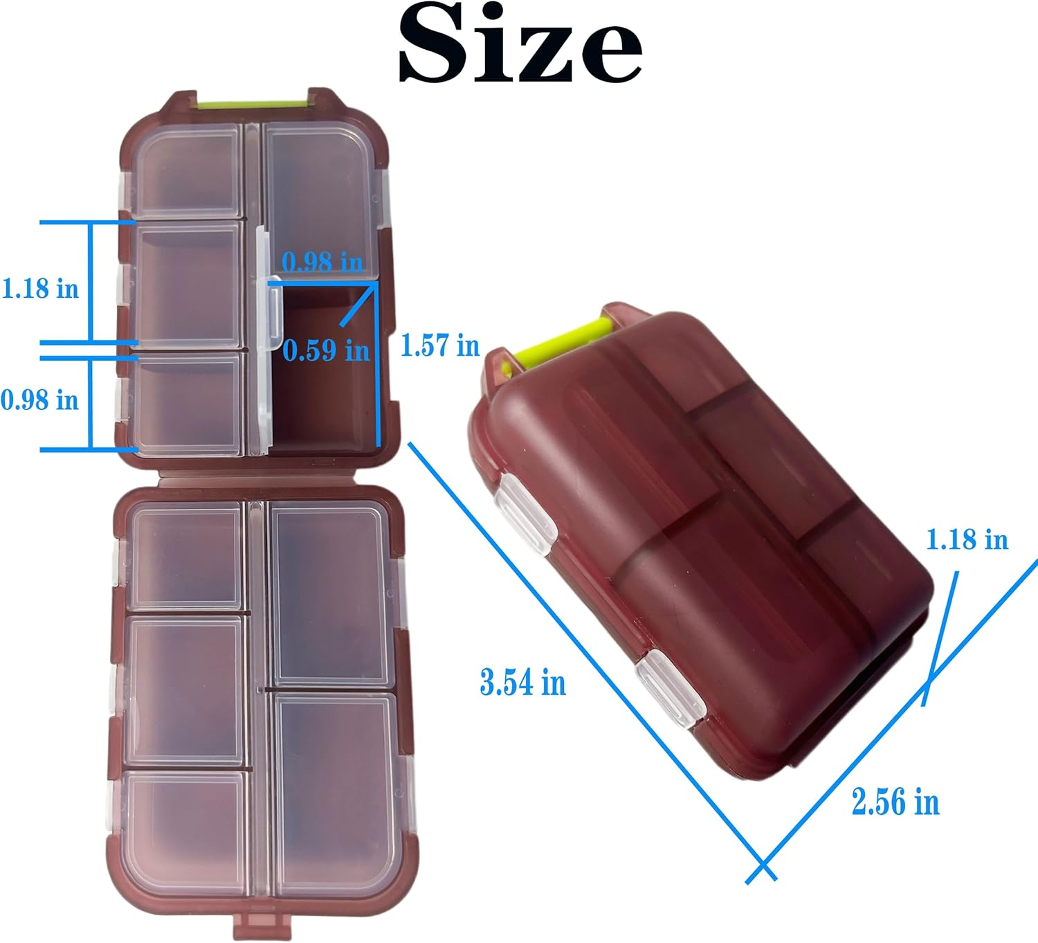 4Pack Travel Pill Organiser, 8 Compartments Portable Pill Box, Large Capacity Tablet Organiser for Supplements, Pills, Vitamins and Medication- Airtight & Moistureproof (4 Pack Model 2) image number 5