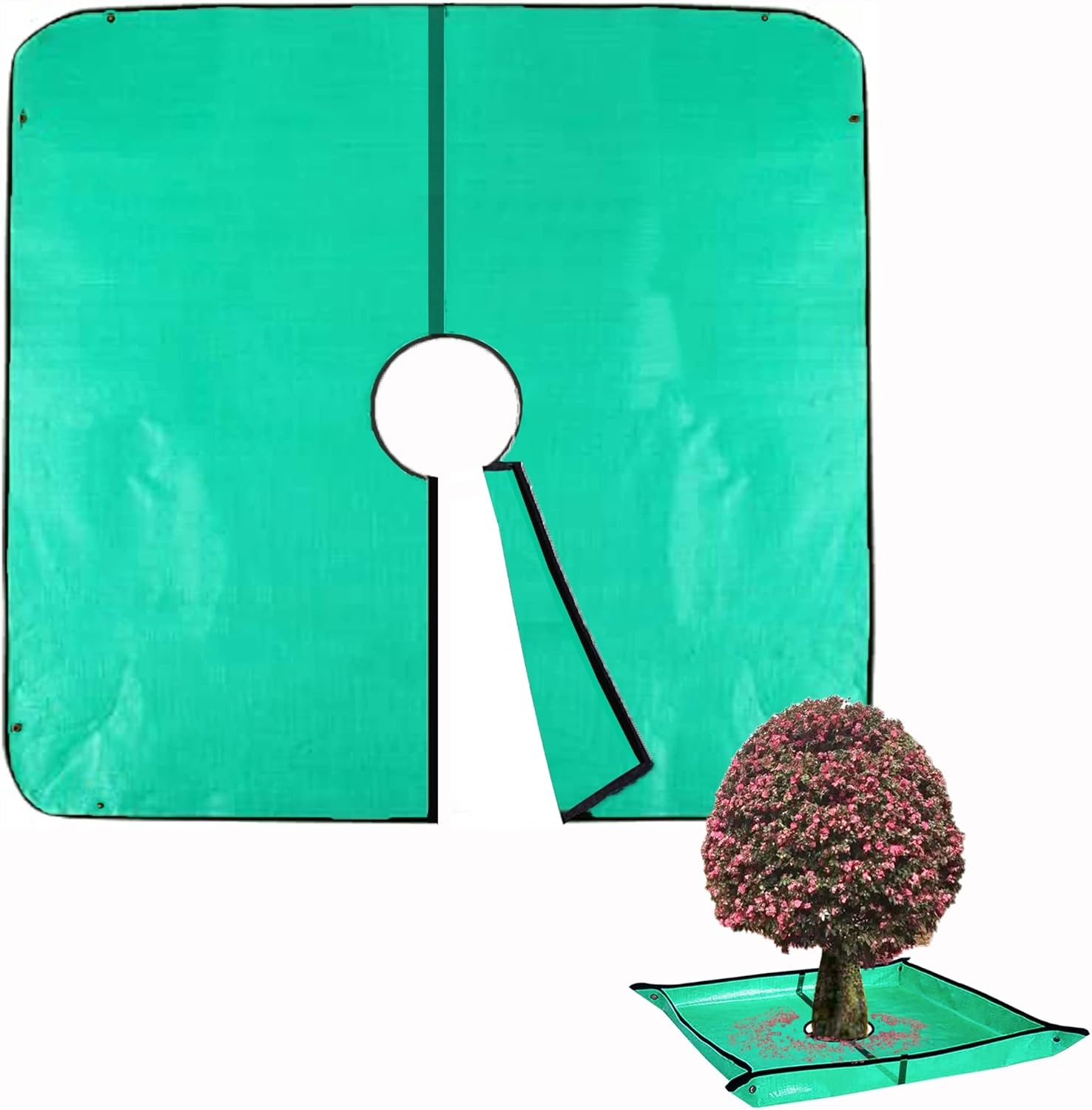 Landscape Pruning Tarp, 78.7&ldquo;X78.7&rdquo; Landscape Tarp for Trimming with 12 Inch Hole, Pruning Trees Waterproof Tarp, with Corner Buckles, Can Stand up Fasten around Trees and Shrubs image number 4