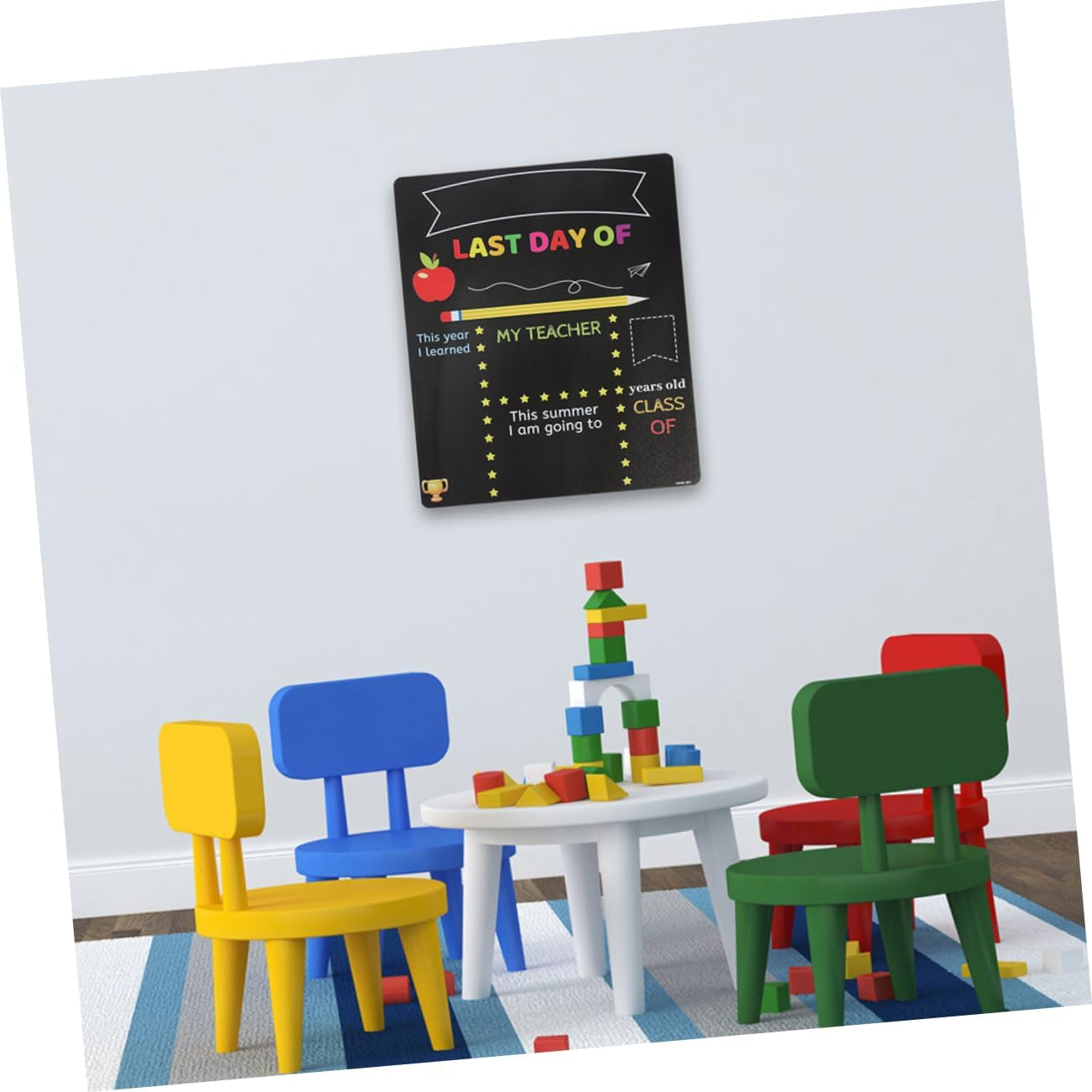 UTHCLO Kindergarten Chalkboard Sign Multi-Functional School Board for Children image number 2