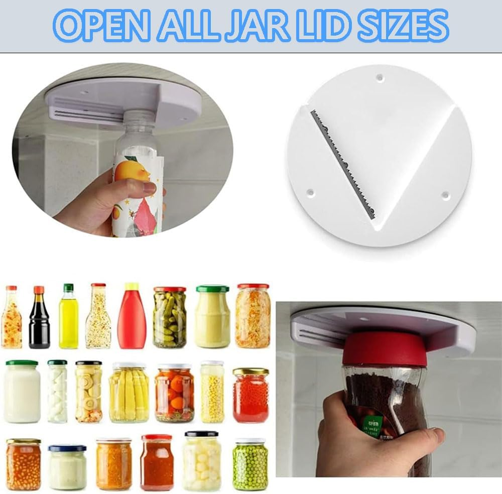 JIUSEGE under Cabinet Jar Opener &ndash; 2 Pack Lid & Bottle Opener Tool for Seniors, Arthritis & Weak Hands &ndash; Easy Grip Kitchen Gadget, Jar Opener for Weak Grip (White, 18 X 18 X 2 CM)
