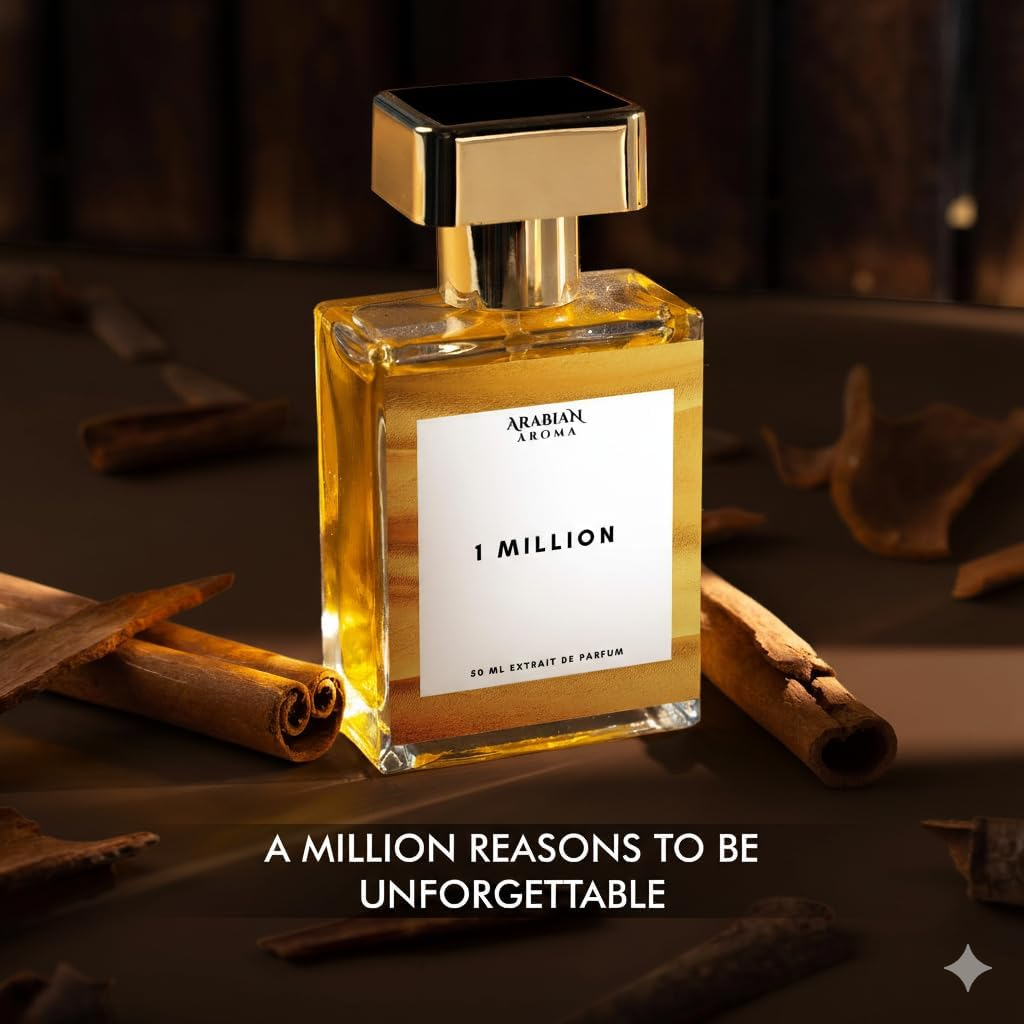 Arabian Aroma 1 Million Extrait De Parfum for Men | Long-Lasting Luxury Fragrance Eminine and Bold Scent, Hypoallergenic, Clean Perfume, Eau De Toilette for Women | 50 ML
