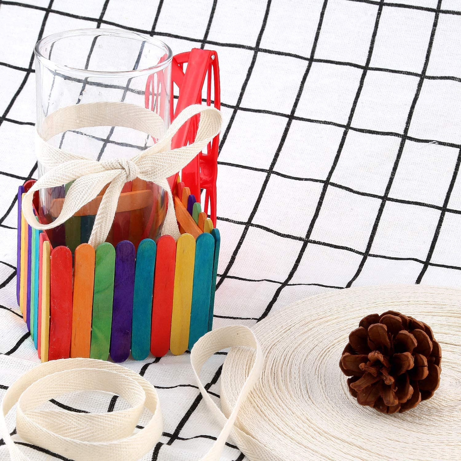 Cotton Tape, 54 Yard 0.4 Inch Wide Herringbone Sewing Bunting Tape, Webbing Strap Ribbon Border Trim Edging Belt for DIY Crafts Gift Wrapping Home Decoration Sewing (Beige) image number 4