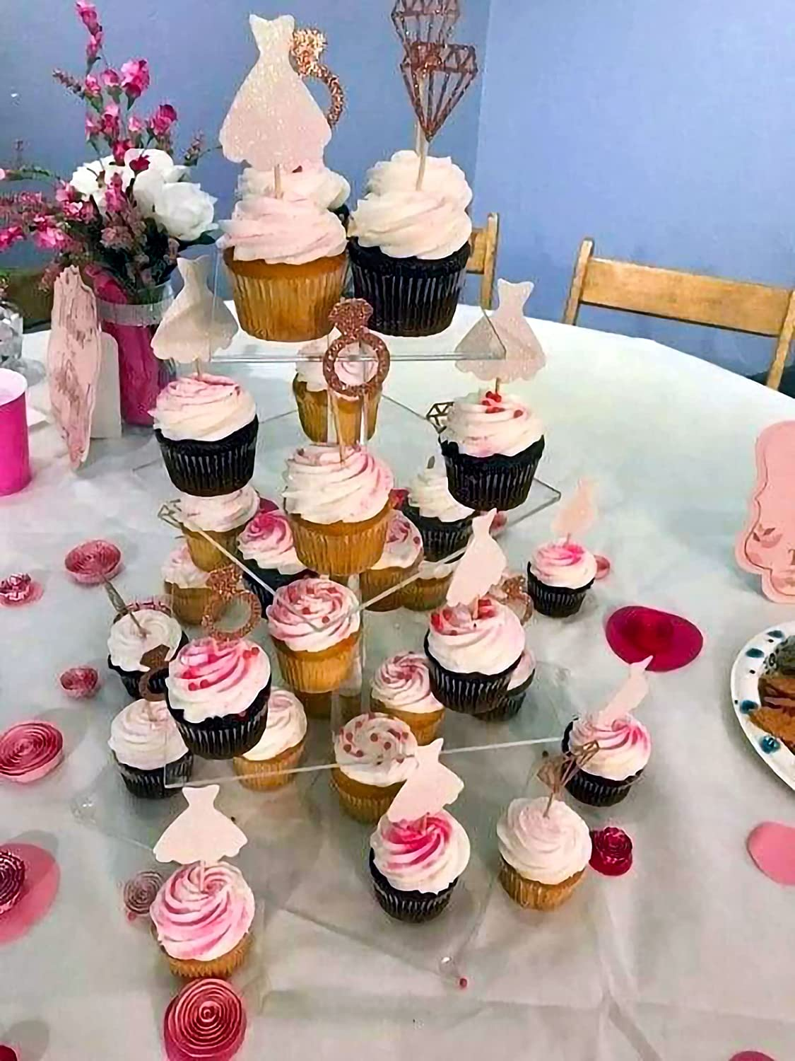 Jevenis Set of 36 Glitter Bride to Be Cupcake Toppers Diamond Ring Wedding Dress Cupcake Toppers for Wedding Engagement Bridal Shower Decorations