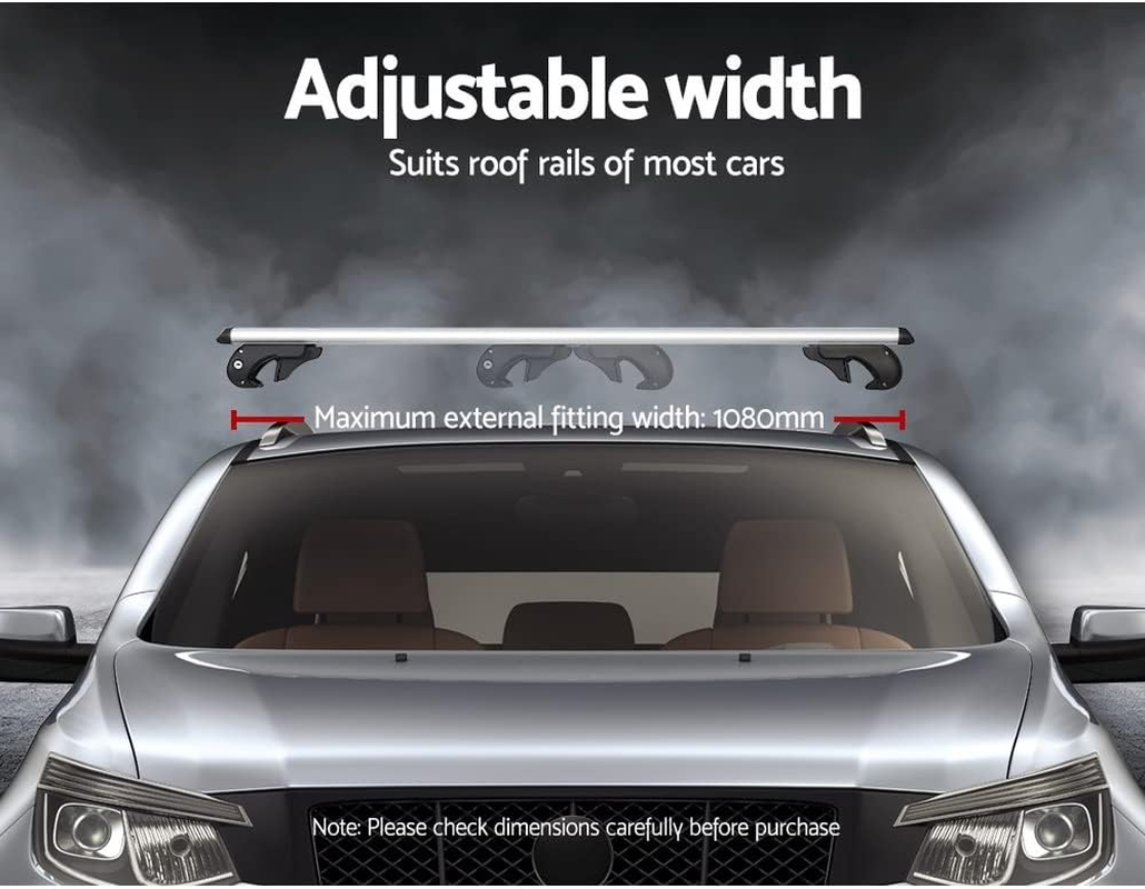 Giantz Car Roof Rack, 108Cm Length Universal Roofs Racks Pod Box Storage Basket Container Cross Bars Cars Accessories Transporting Storages, Adjustable Lockable Clamps 90Kg Aluminium Silver image number 6