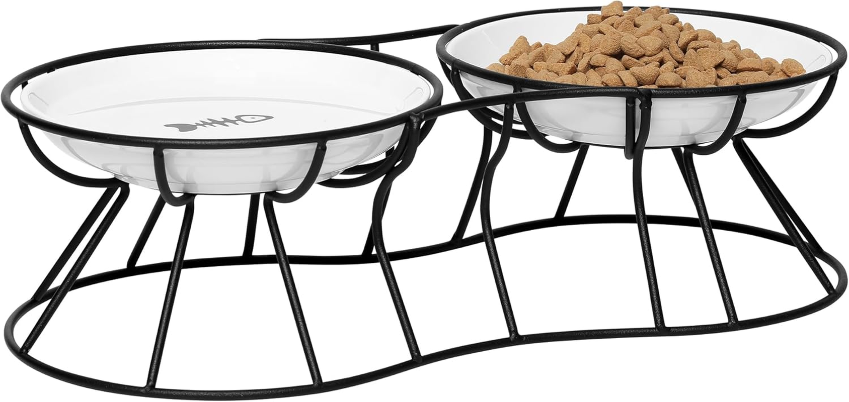 Wellbro Cat Bowls, Elevated Cat Bowl, Raised Ceramic Cat Dish with Metal Stand, Pet Water or Food Feeding Station for Indoor Cats, Kitten, Puppies and Small Dogs, Dishwasher Safe image number 5