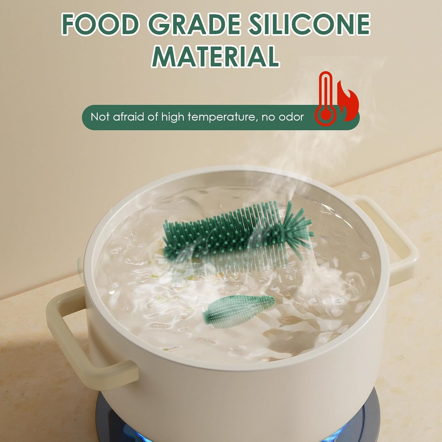 3 in 1 Baby Bottle Brush Set Reusable 3 Brushes to Clean Baby Bottles Nipples and Straws Ideal for Home and Travel Use (Green)