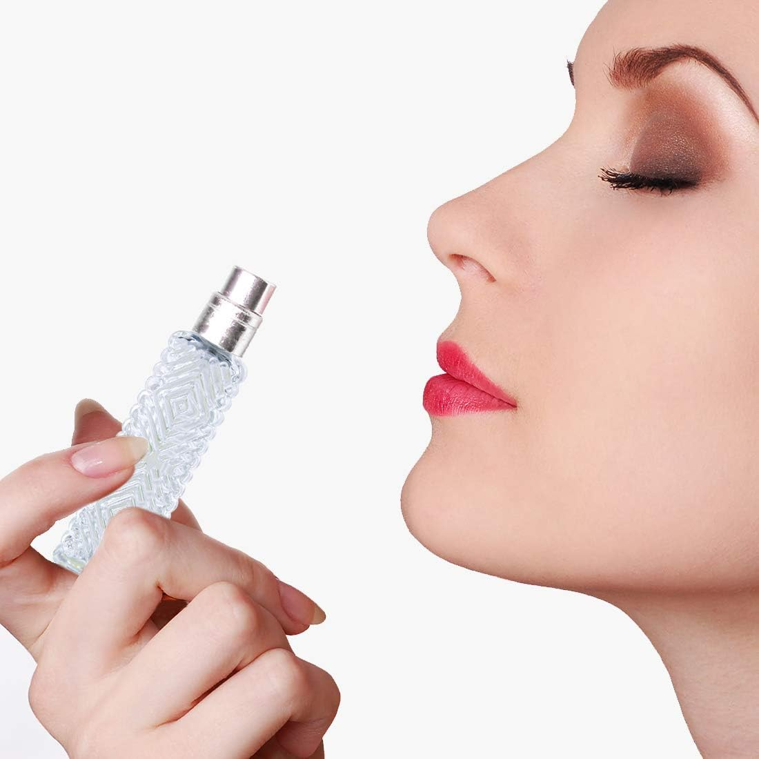 HDCRYSTALGIFTS Pack of 12 Clear Glass Atomizer Spray Bottles 10Ml Empty Refillable for Perfume Essential Oil Packed with Funnels Pipette Dispenser image number 2