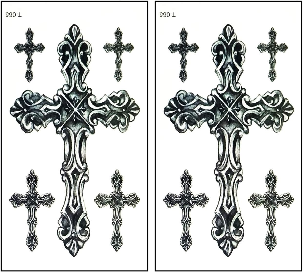 Mini Tattoos 2 Sheets Cross Cartoon Tattoos Art Stickers Waterproof Temporary Painting Make up Sexy Body Fake Tattoo for Men Women Teens (13) image number 2