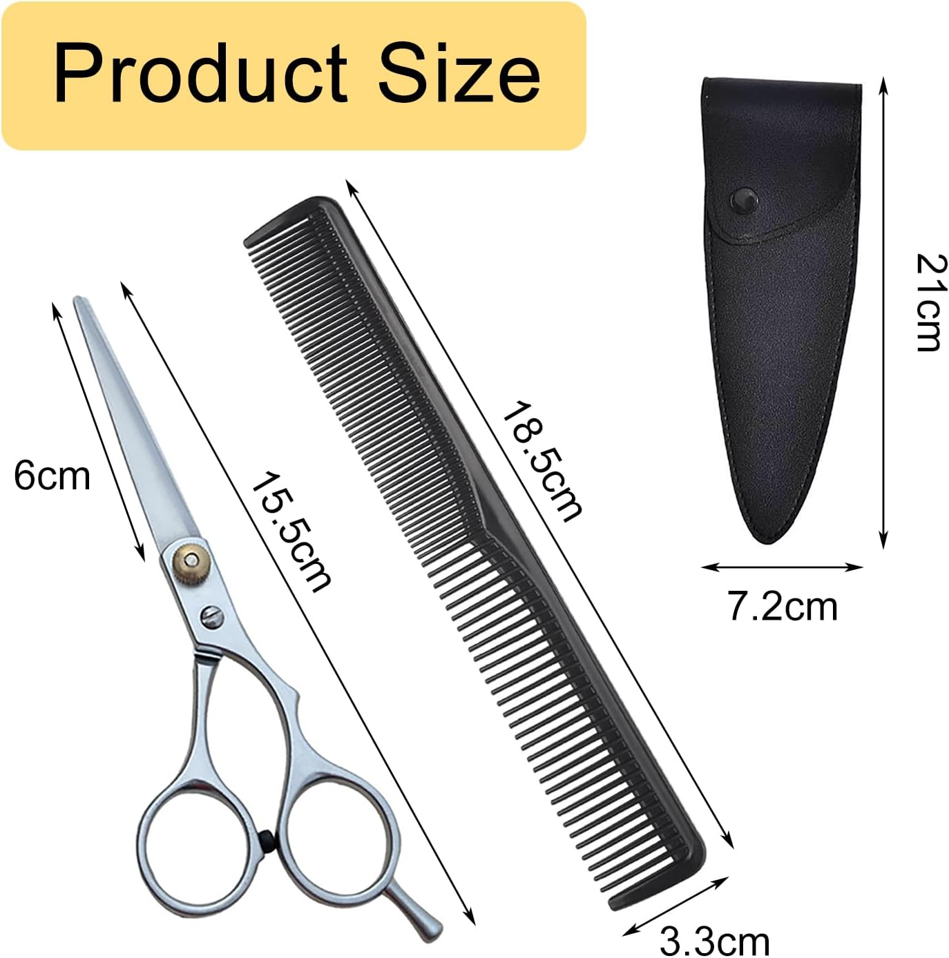 Icovalescent Hairdressing Scissors, Professional Hair Cutting Scissors with Comb and Leather Case, for Men, Women, Adults, Beard Scissors, Hair Scissors