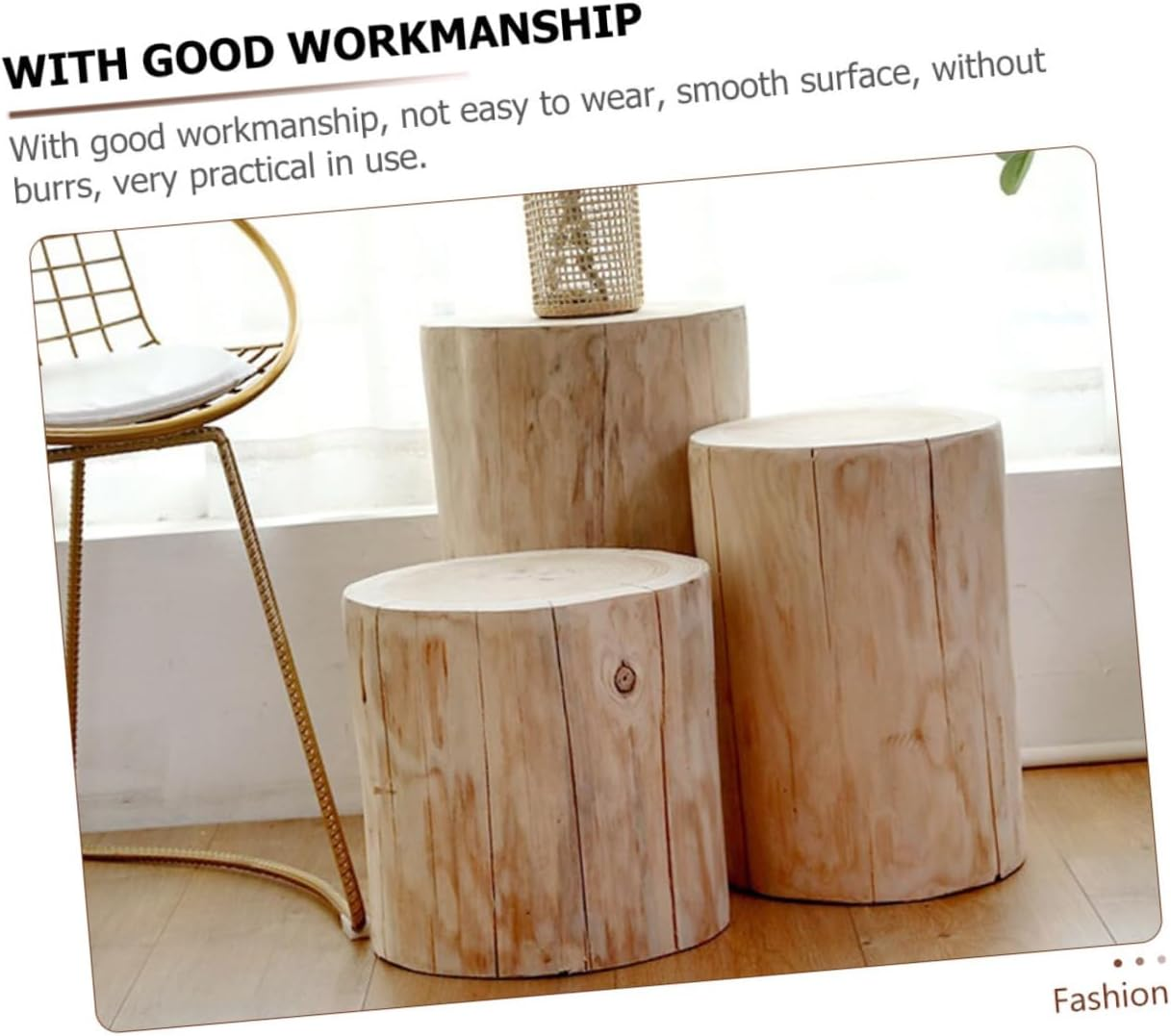 Gogogmee Natural Wood Stool Small Sturdy Tree Stump Stool for Shoe Changing Bedside Table Outdoor Use for Home Decor and Practicality image number 1