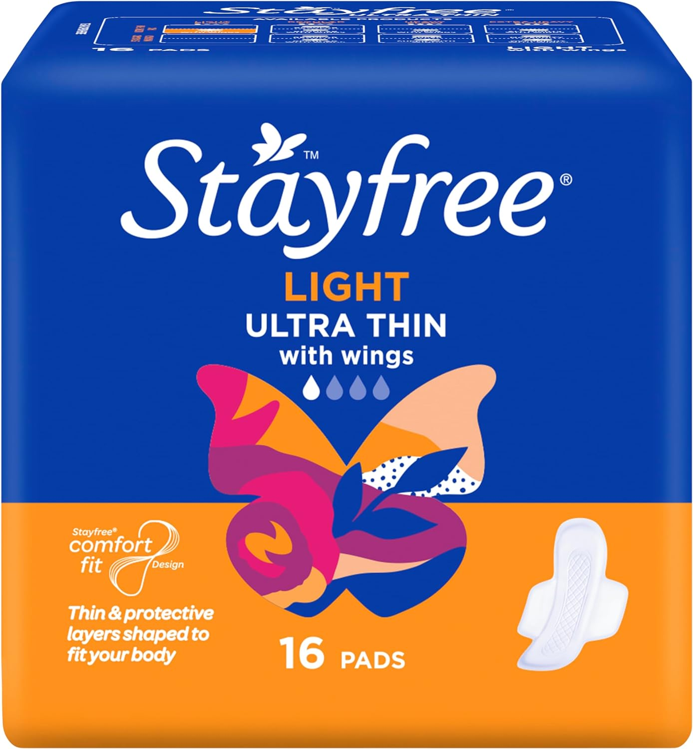 Stayfree Ultra Thin Light Pads with Wings 16 Pack