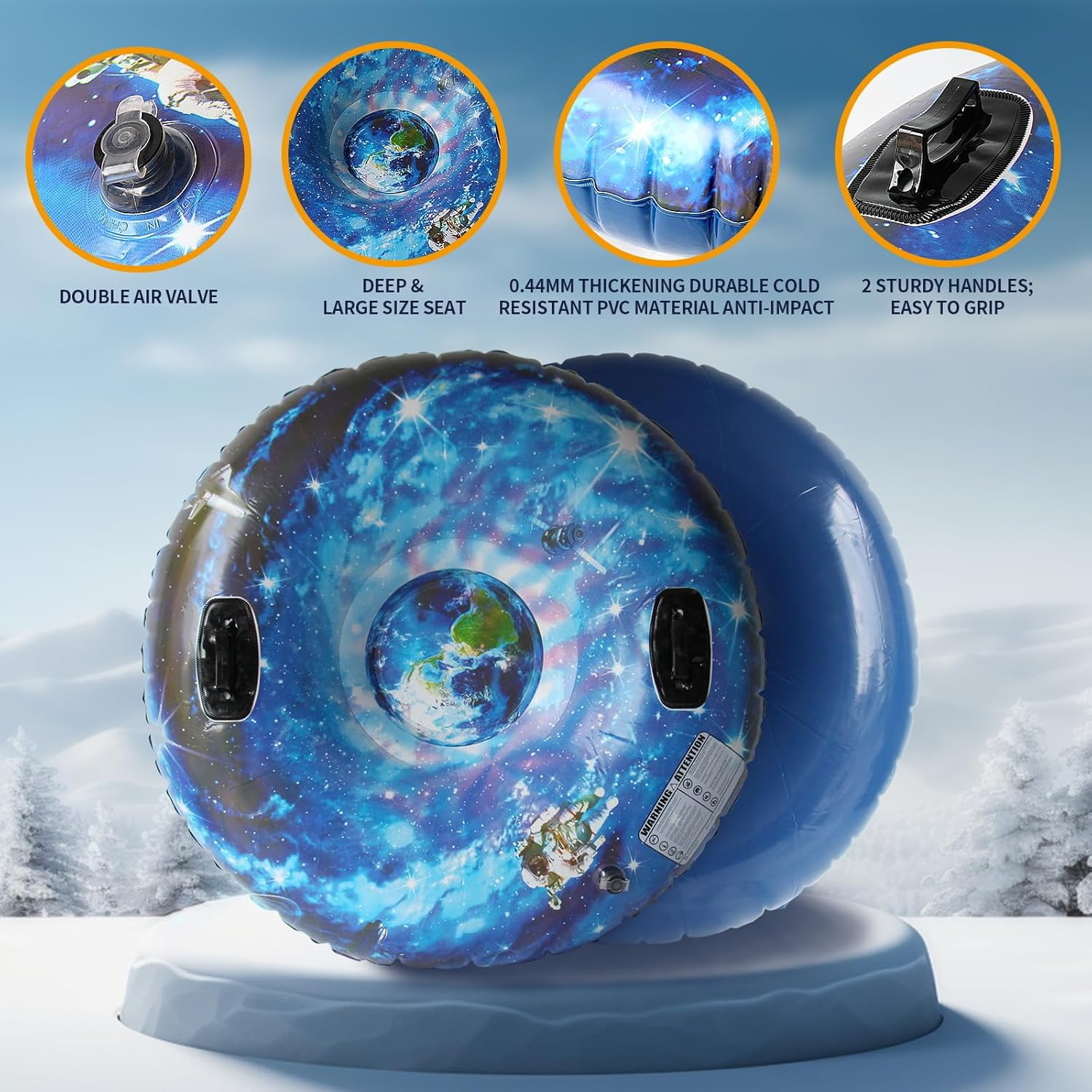 Baiao Inflatable Snow Tube, Inflatable Snow Sled for Kids and Adults, Heavy Duty Snow Tube Snow Toys Winter Outdoor image number 6